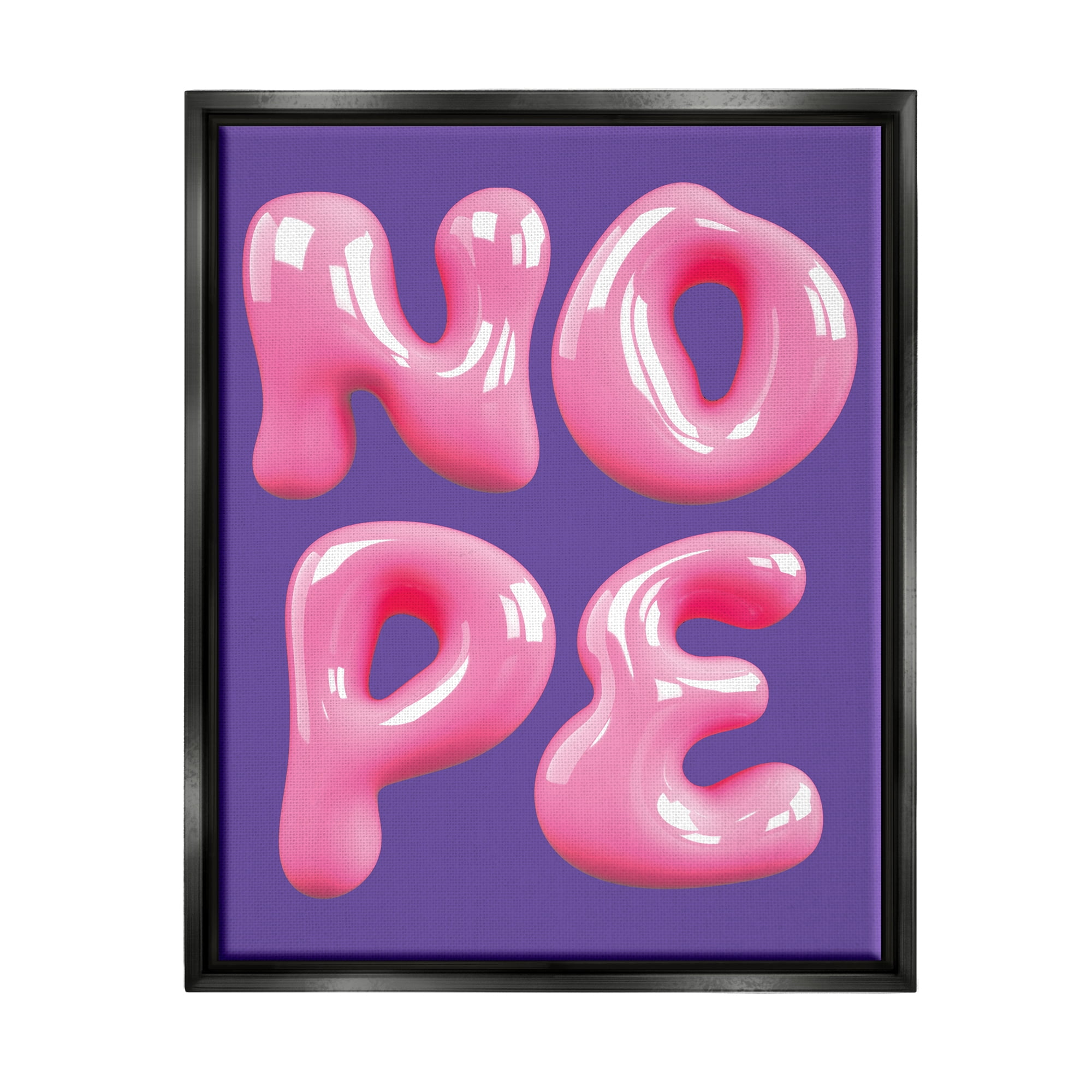 Stupell Industries Abstract Nope Bold Text Typography Painting Black Floater Framed Canvas Art Print Wall Art, 17 x 21