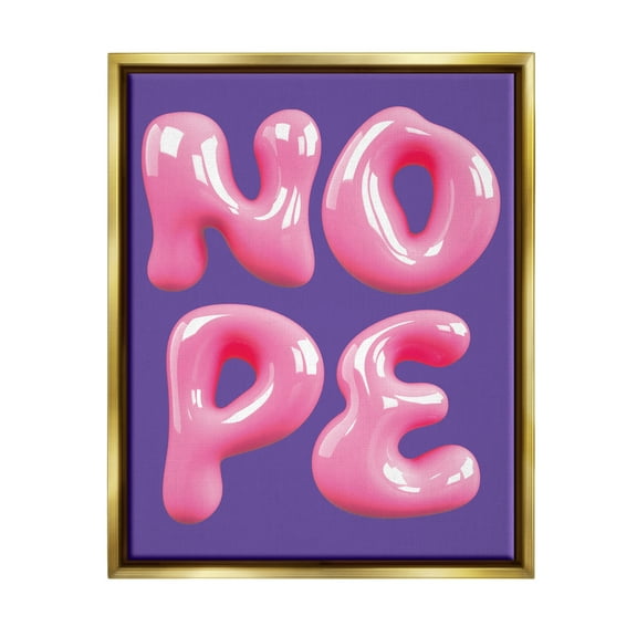 Stupell Industries Abstract Nope Bold Text Typography Painting Gold Floater Framed Canvas Art Print Wall Art, 17 x 21
