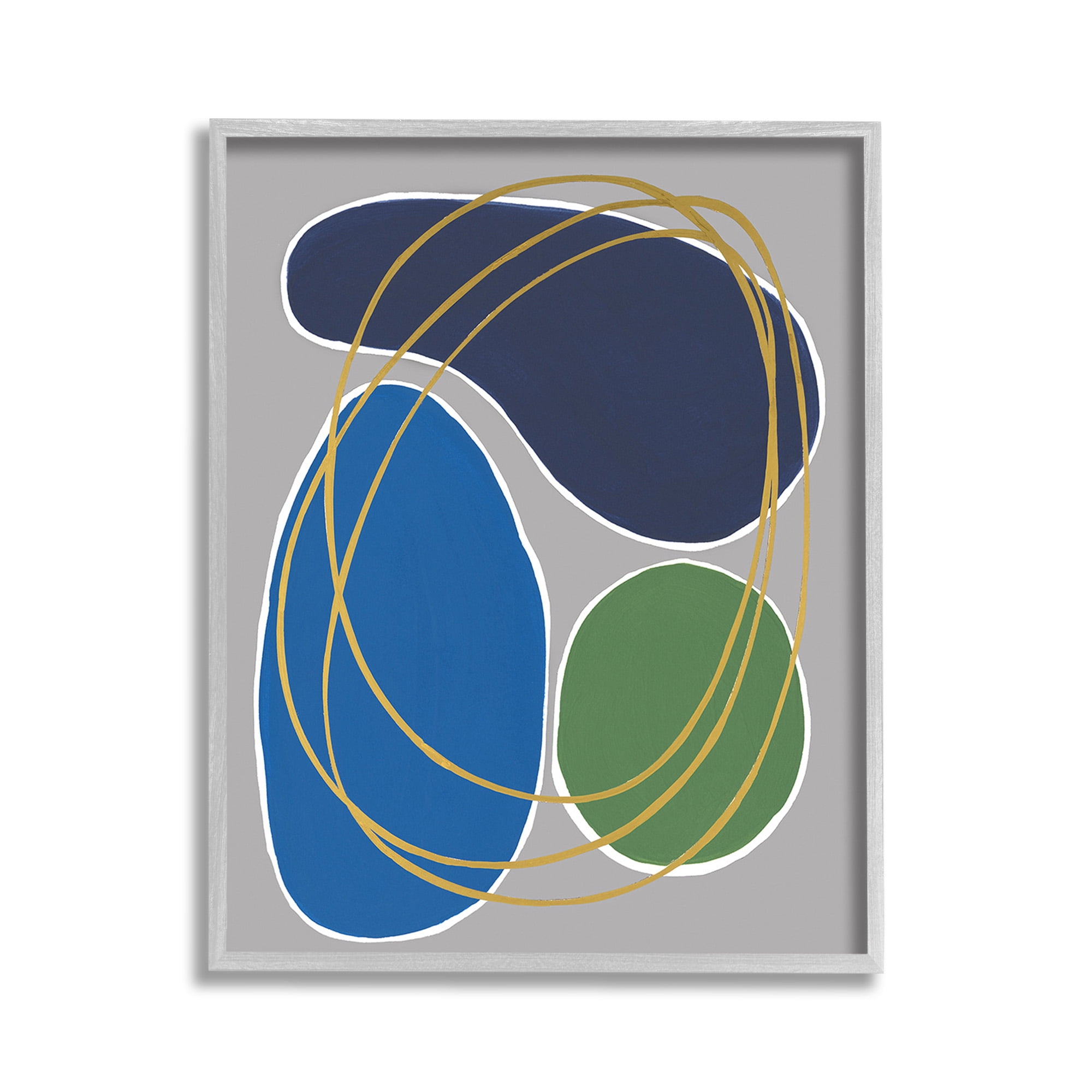Stupell Industries Abstract Oblong Shapes Abstract Painting Gray Framed Art Print Wall Art, 11 x 14