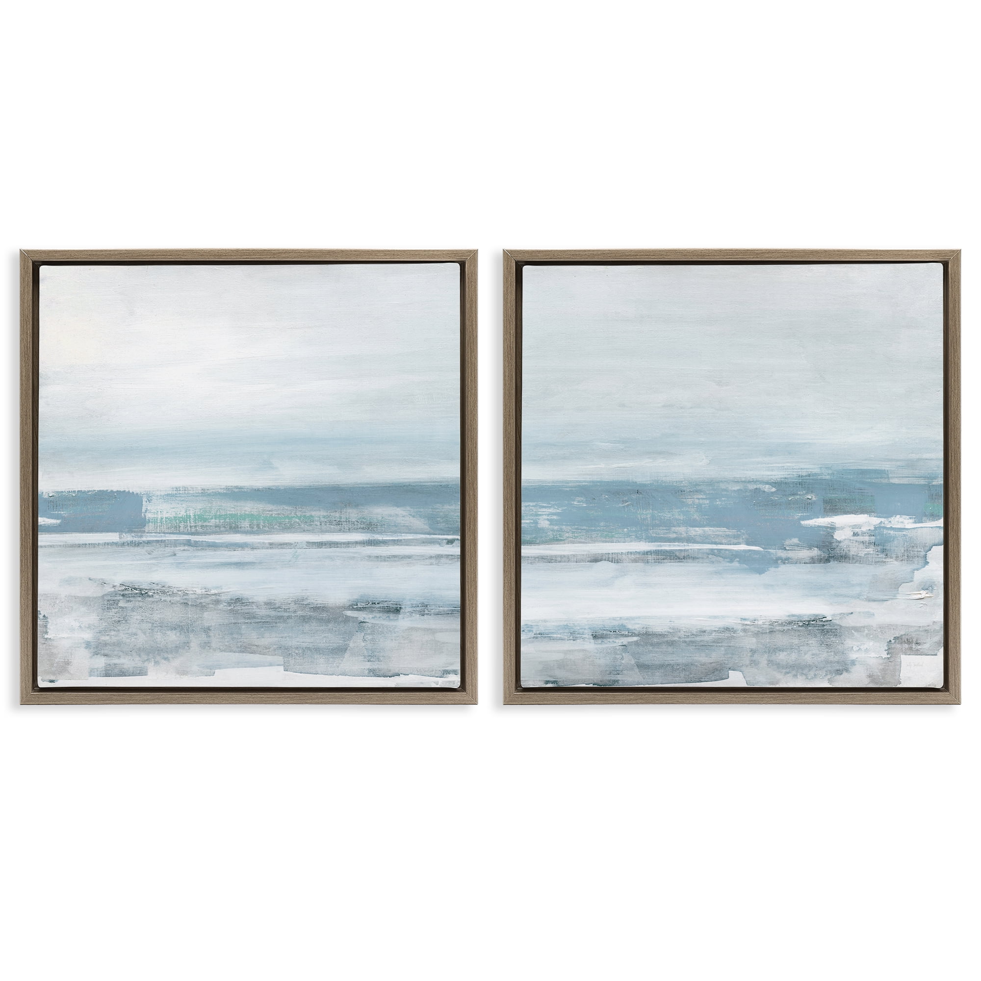 Stupell Industries Abstract Ocean Beach Abstract Painting Brown Floater Framed Canvas Art Print Wall Art, 25 x 25, Set of 2