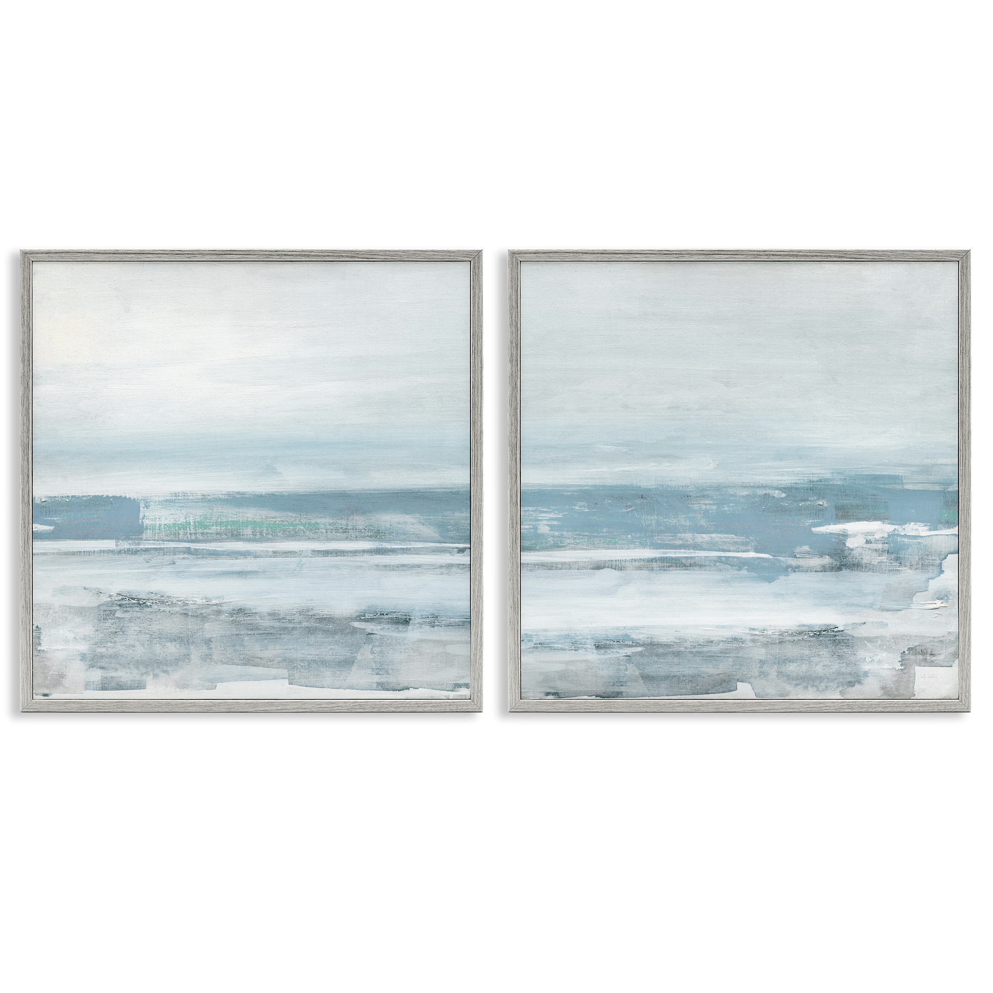 Stupell Industries Abstract Ocean Beach Abstract Painting Gray Framed Art Print Wall Art, 17 x 17, Set of 2