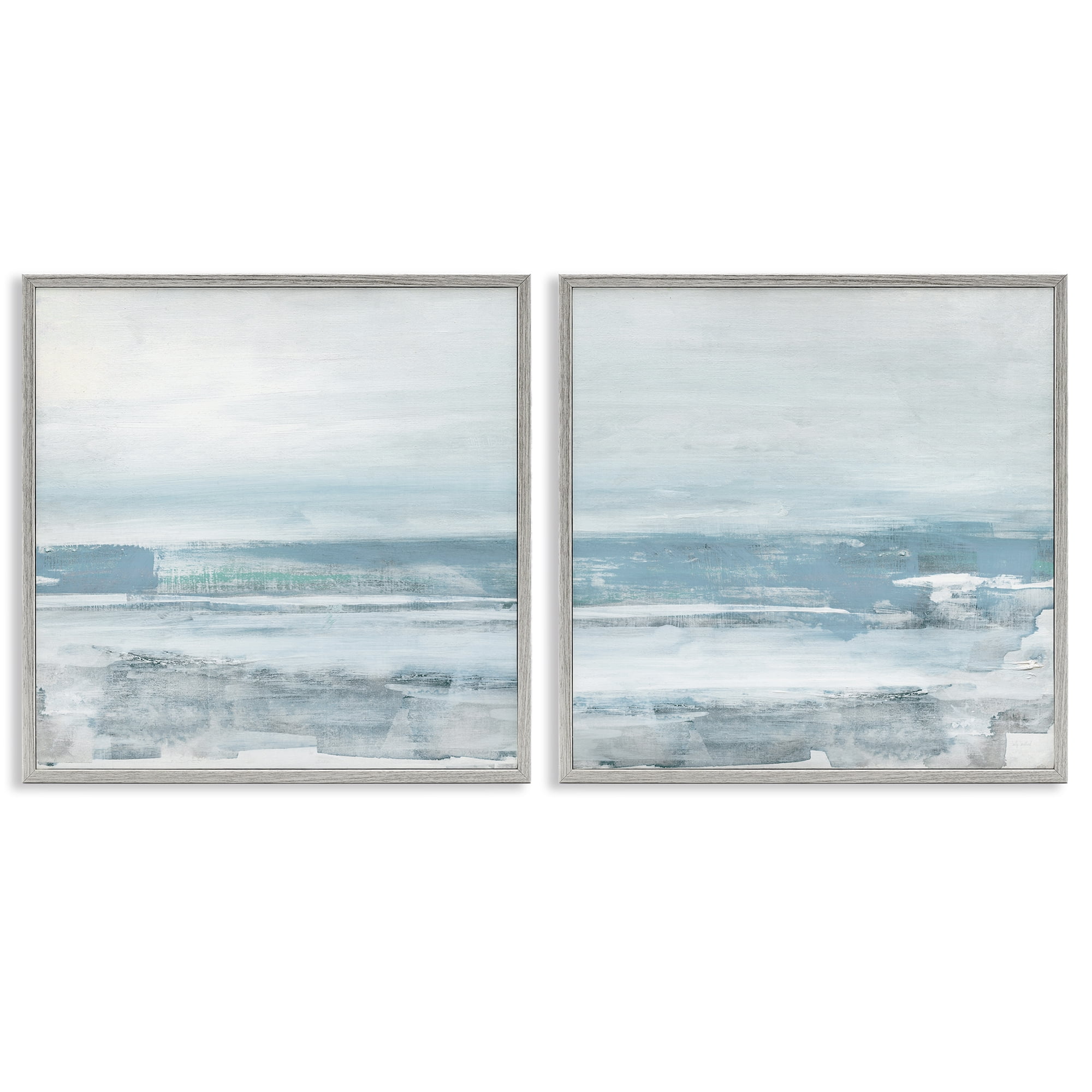 Stupell Industries Abstract Ocean Beach Abstract Painting Gray Framed Art Print Wall Art, 24 x 24, Set of 2