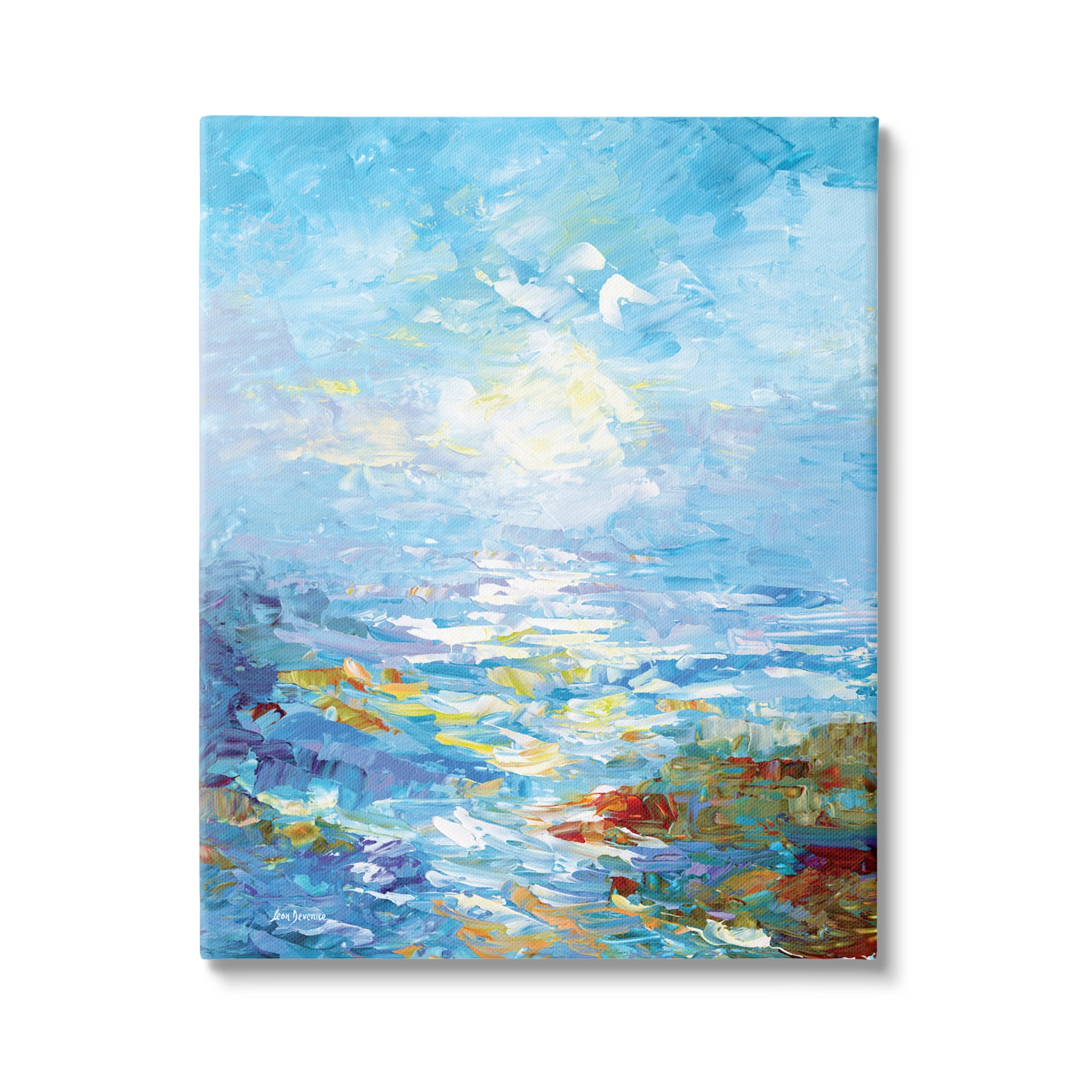 Stupell Industries Abstract Ocean Bliss Blue Landscape Painting Gallery Wrapped Canvas Art Print Wall Art, 36 x 48