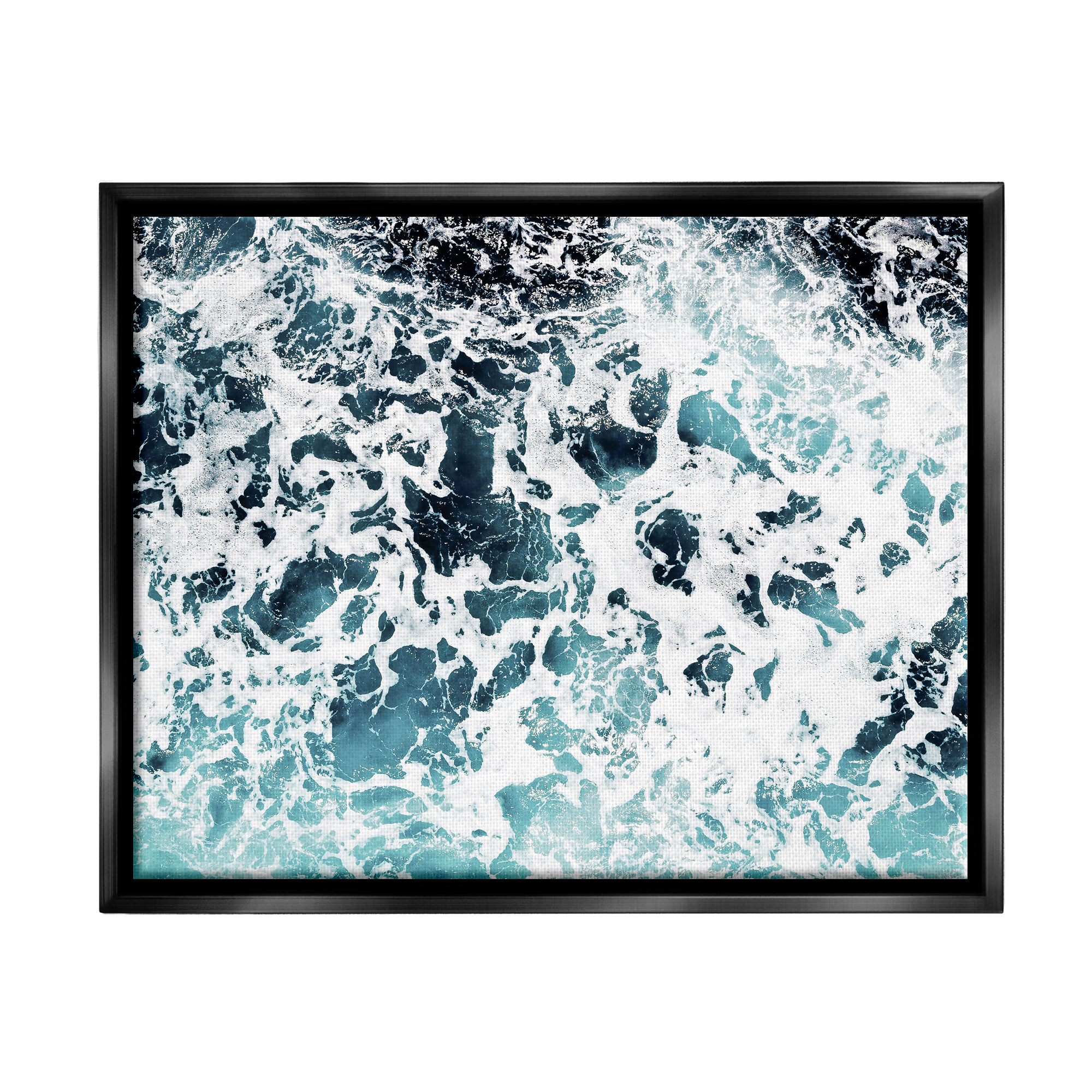 Stupell Industries Abstract Ocean Foam Pattern Nature Painting Black Floater Framed Art Print Wall Art, 31 x 25