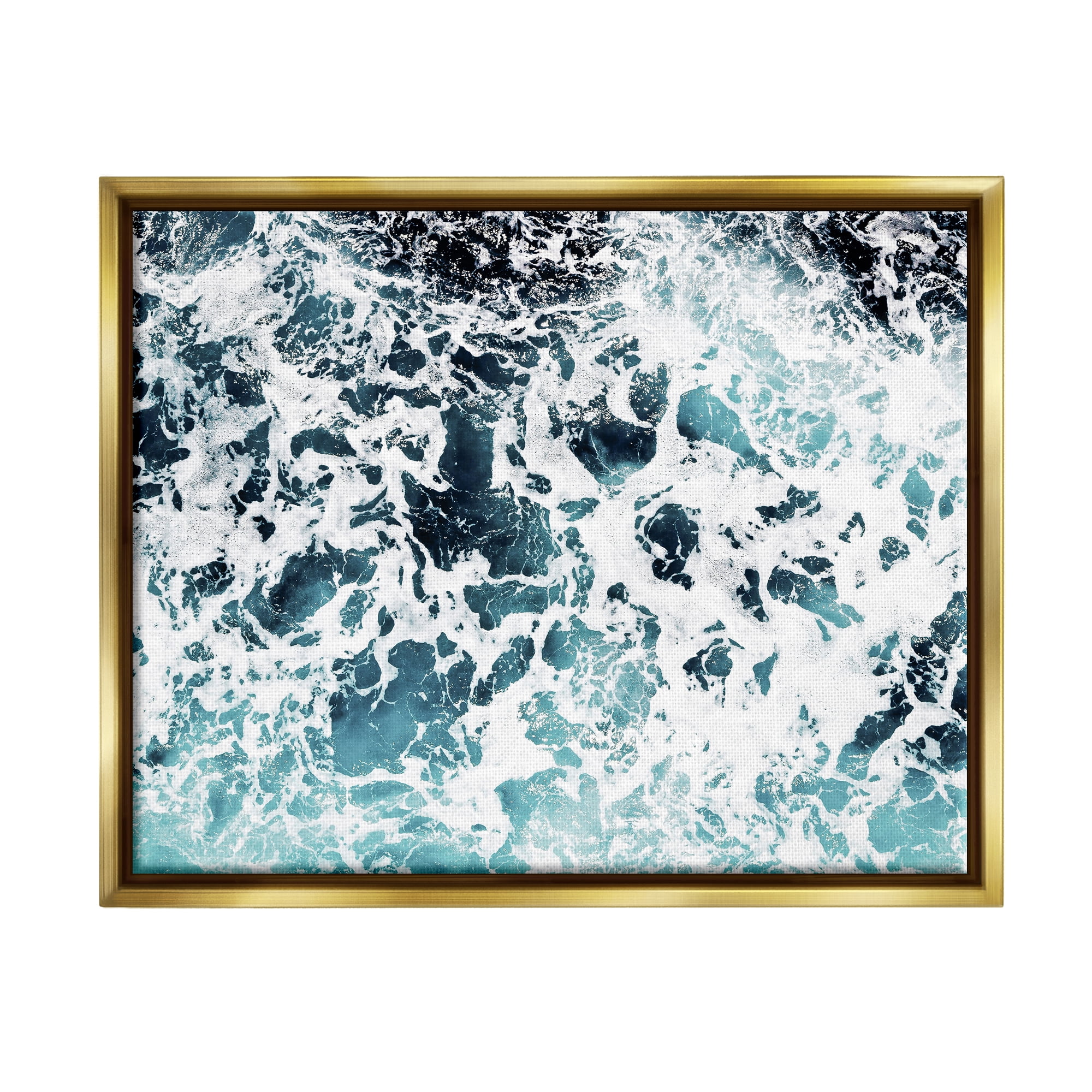 Stupell Industries Abstract Ocean Foam Pattern Nature Painting Gold Floater Framed Art Print Wall Art, 21 x 17