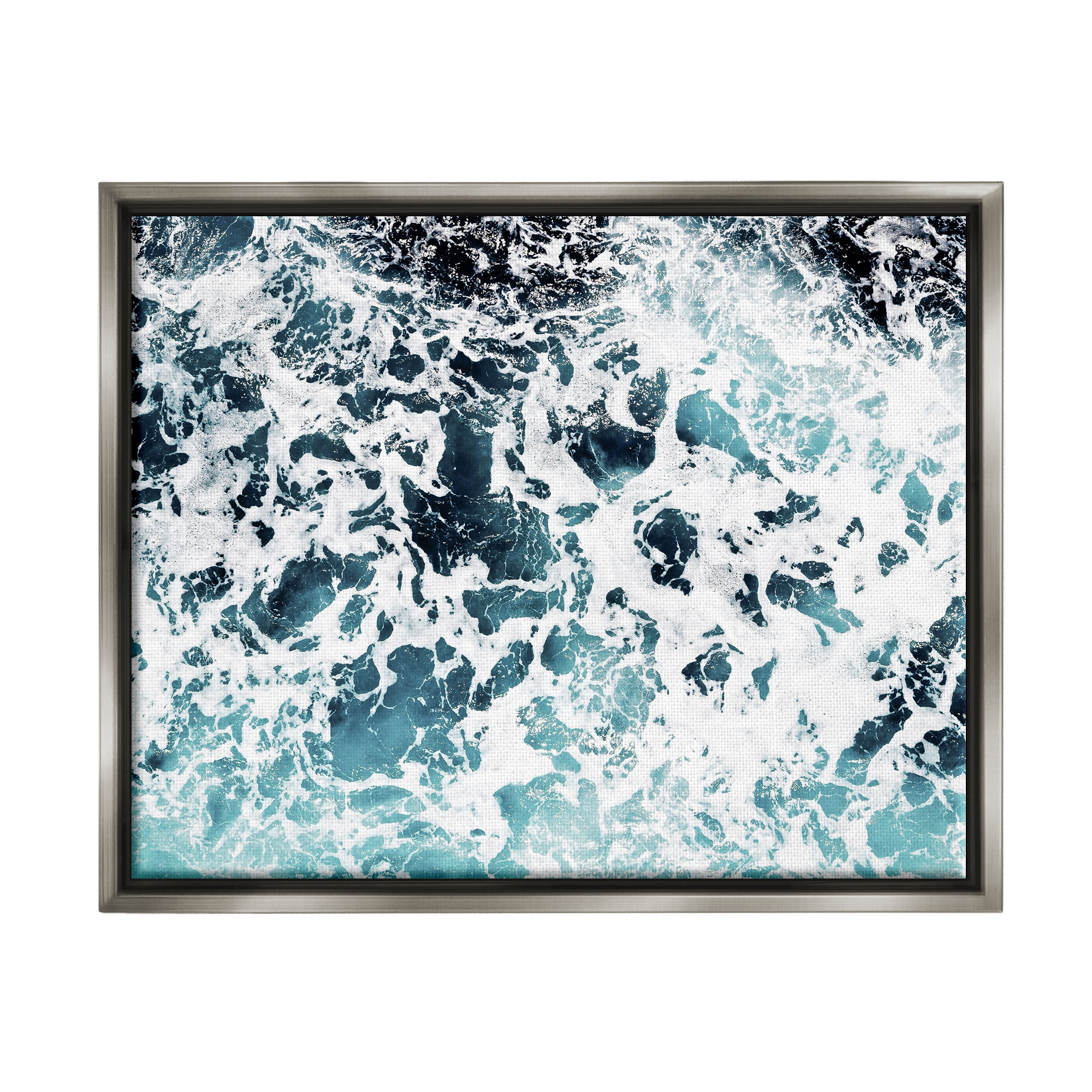 Stupell Industries Abstract Ocean Foam Pattern Nature Painting Gray Floater Framed Art Print Wall Art, 31 x 25