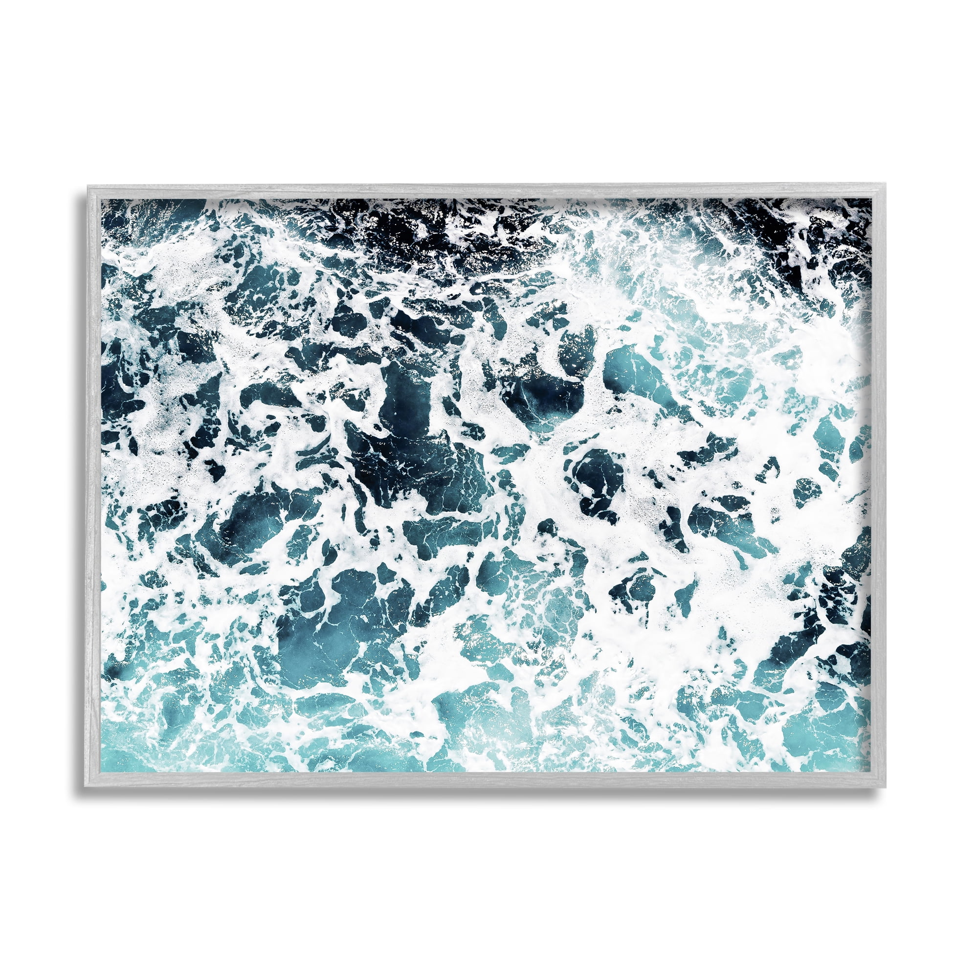 Stupell Industries Abstract Ocean Foam Pattern Nature Painting Gray Framed Art Print Wall Art, 14 x 11