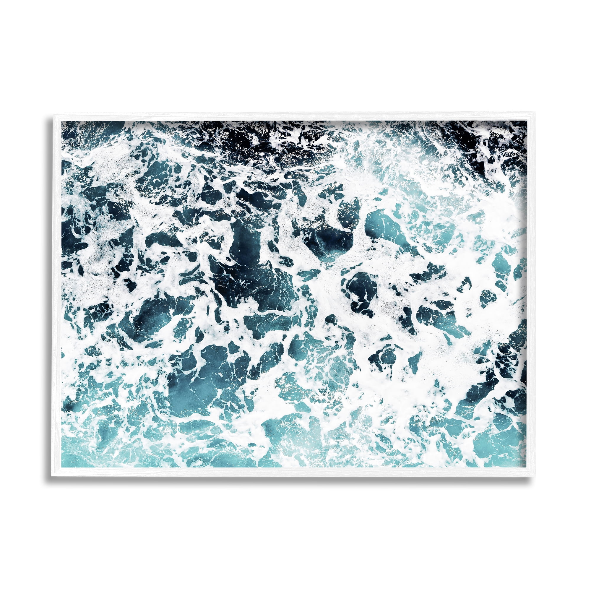 Stupell Industries Abstract Ocean Foam Pattern Nature Painting White Framed Art Print Wall Art, 14 x 11