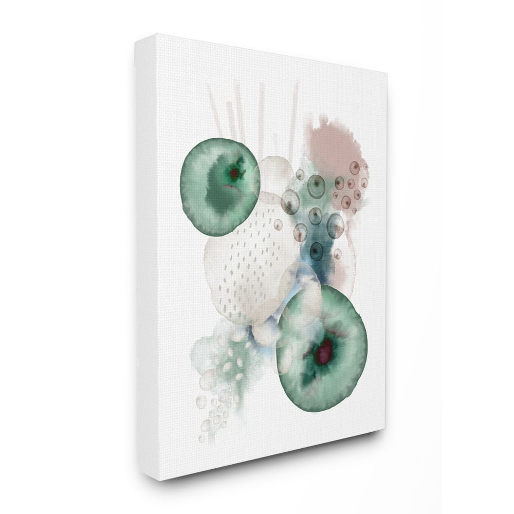 Stupell Industries Abstract Ocean Geometry Watercolor Green Blue Design Canvas Wall Art by Urban Epiphany