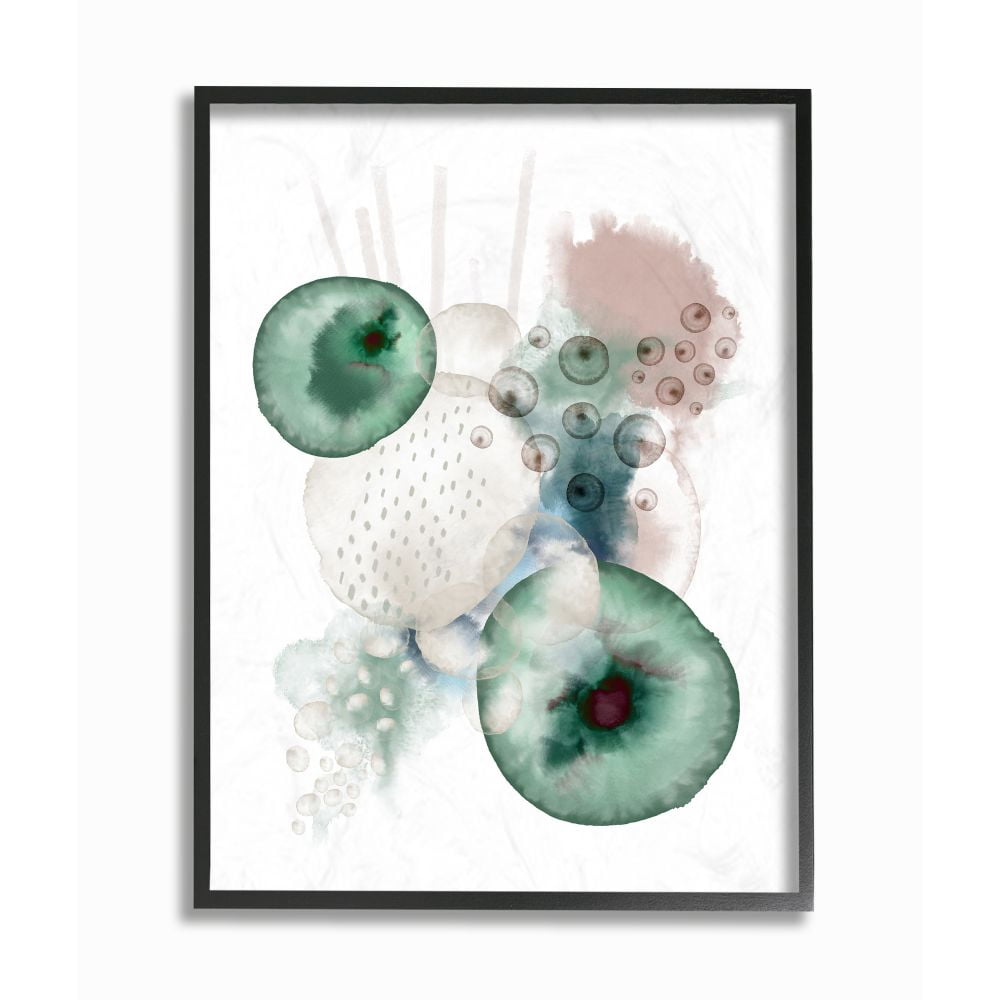 Stupell Industries Abstract Ocean Geometry Watercolor Green Blue Design Framed Giclee Texturized Art by Urban Epiphany