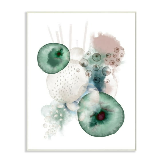 Stupell Industries Abstract Ocean Geometry Watercolor Green Blue Design Wall Plaque Art by Urban Epiphany