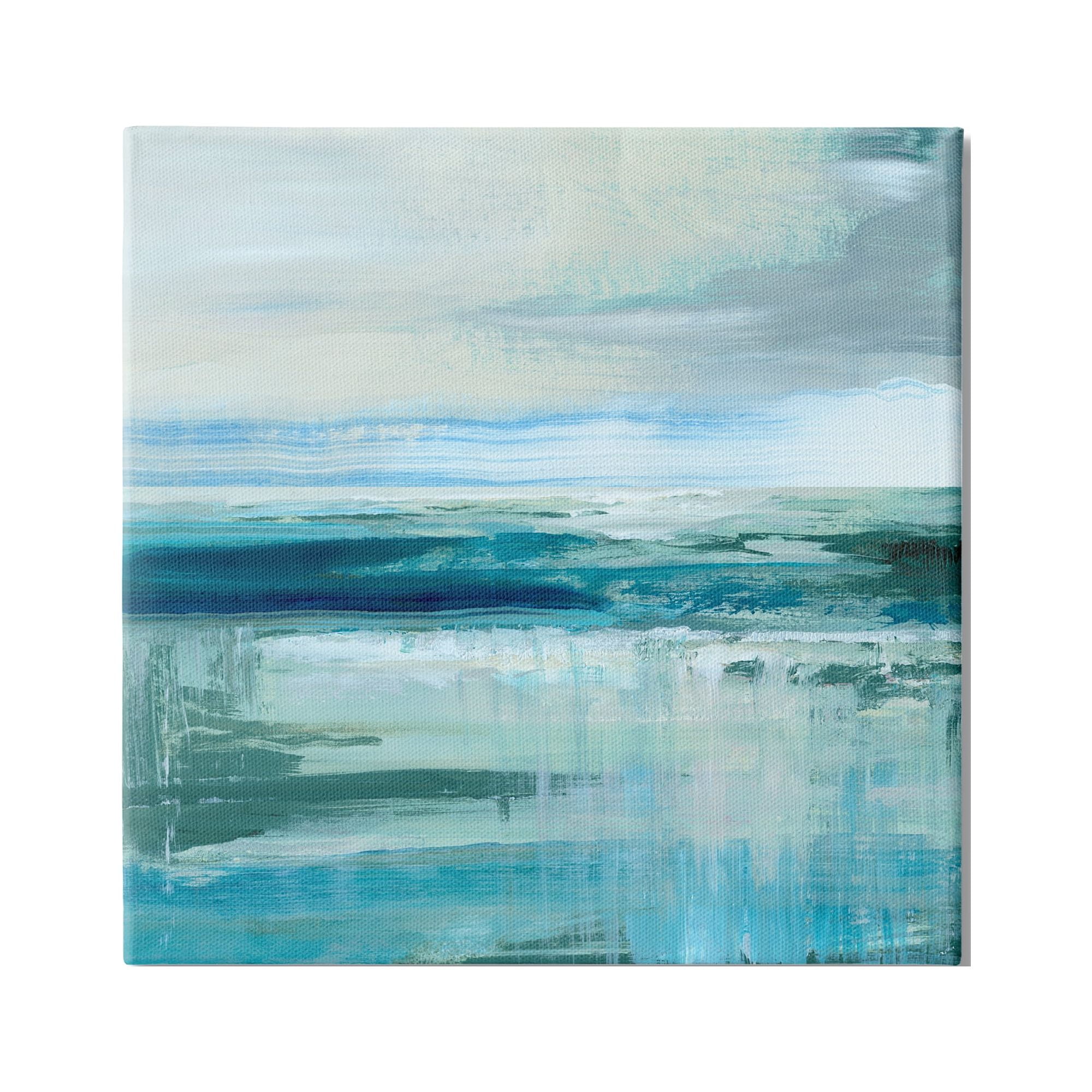 Stupell Industries Abstract Ocean Horizon Modern Nautical Painting Blue Green, 36 x 36,Design by Nan
