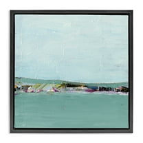 Stupell Industries Abstract Ocean Island Landscape & Nature Painting Black Floater Framed Canvas Art Print Wall Art, 18 x 18