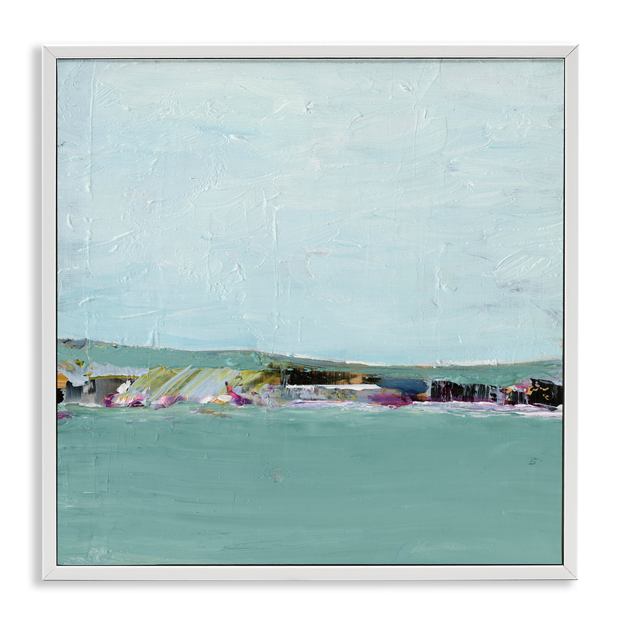 Stupell Industries Abstract Ocean Island Landscape & Nature Painting White Framed Art Print Wall Art, 24 x 24