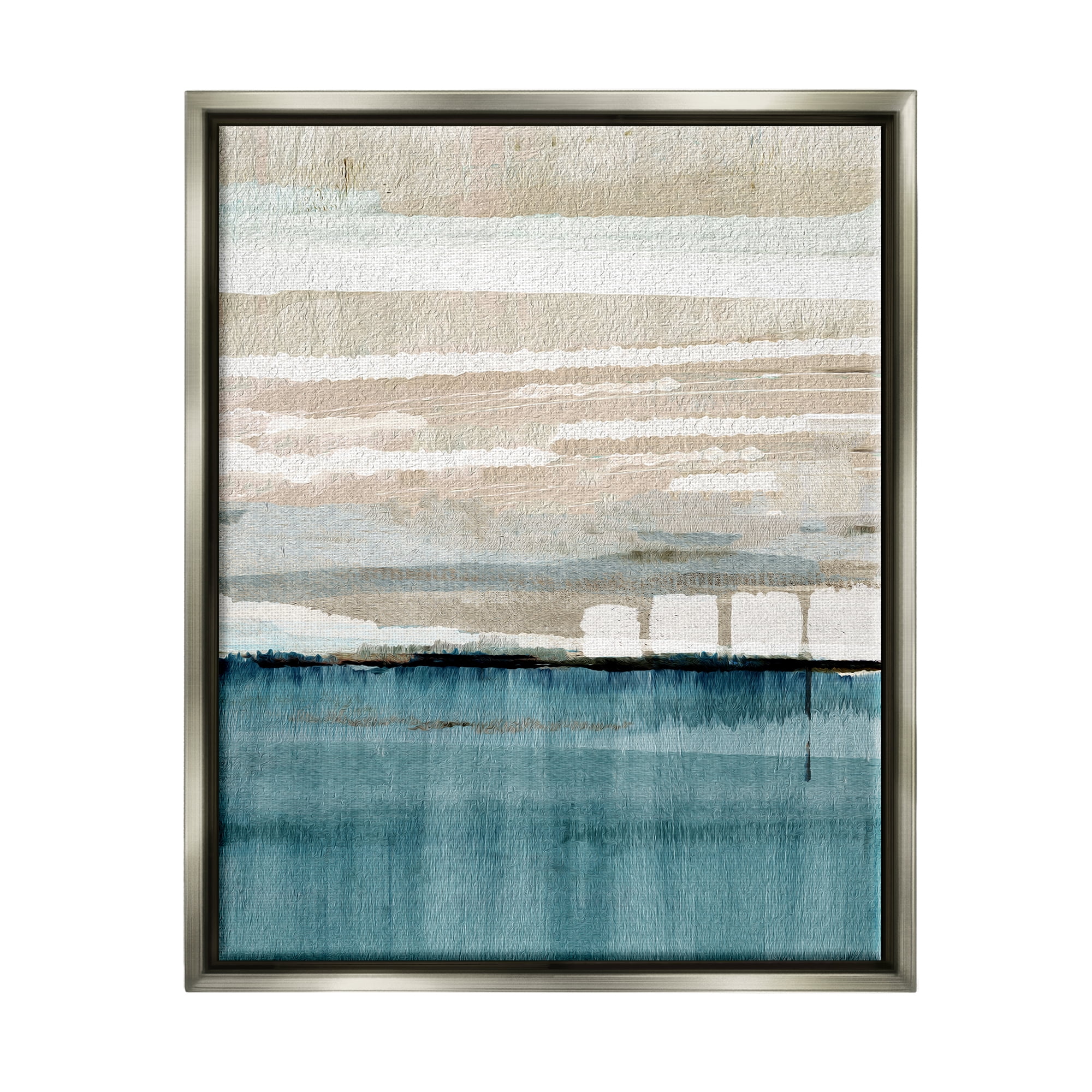 Stupell Industries Abstract Ocean Landscape Abstract Painting Gray Floater Framed Canvas Art Print Wall Art, 17 x 21