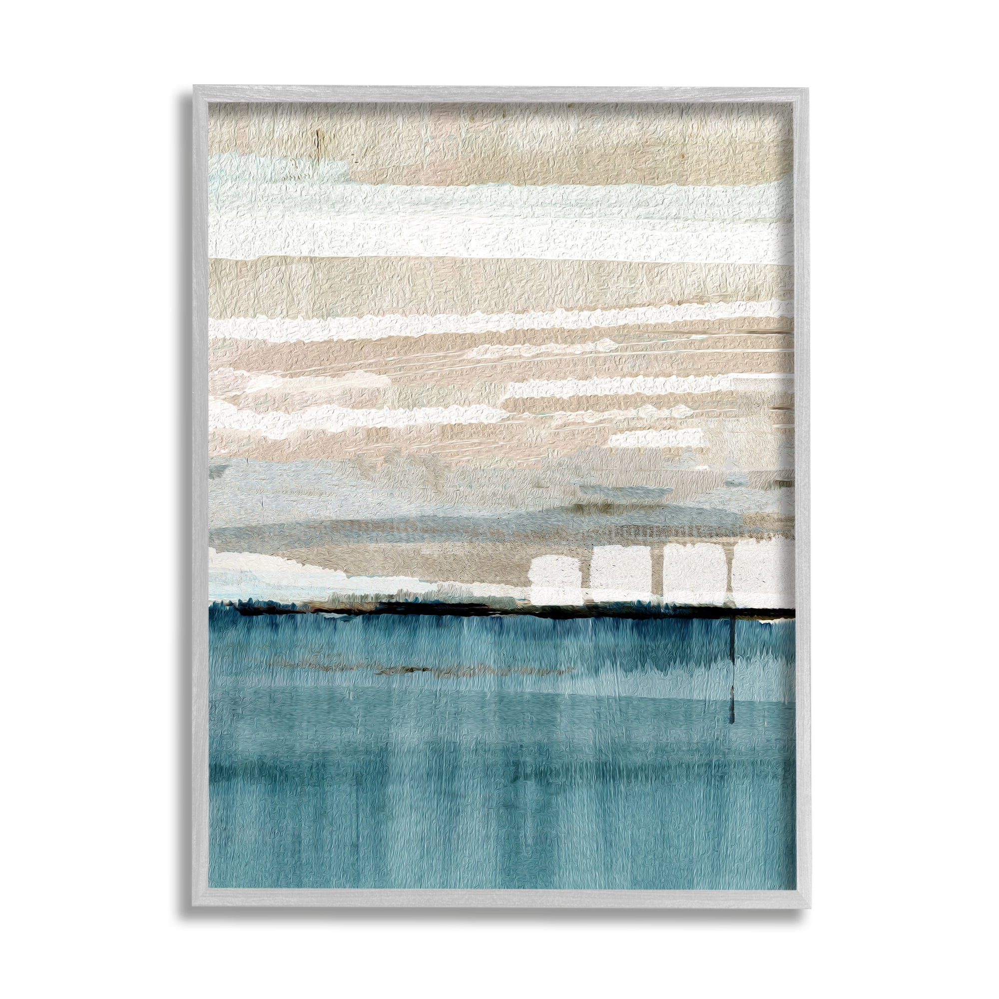 Stupell Industries Abstract Ocean Landscape Abstract Painting Gray Framed Art Print Wall Art, 24 x 30