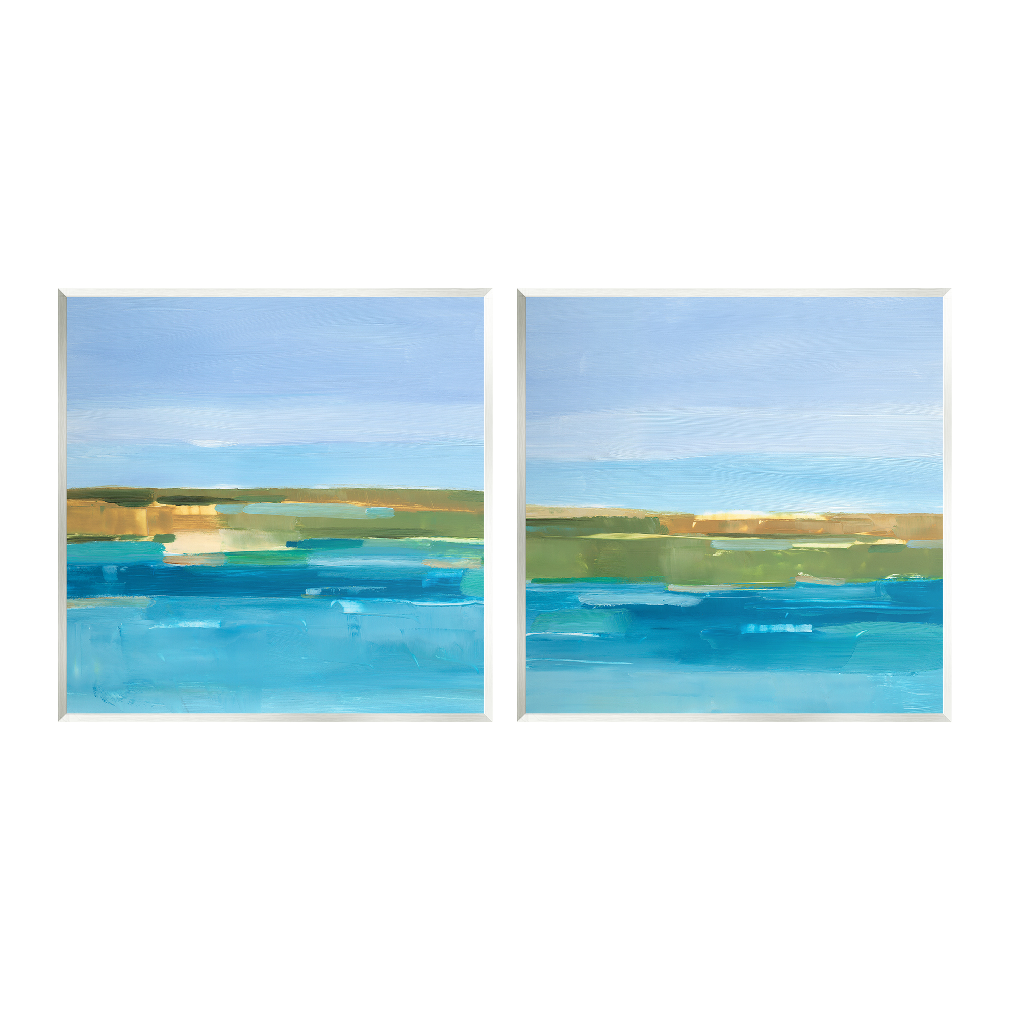 Stupell Industries Abstract Ocean Landscape Abstract Painting Unframed Art Print Wall Art, 12 x 12, Set of 2