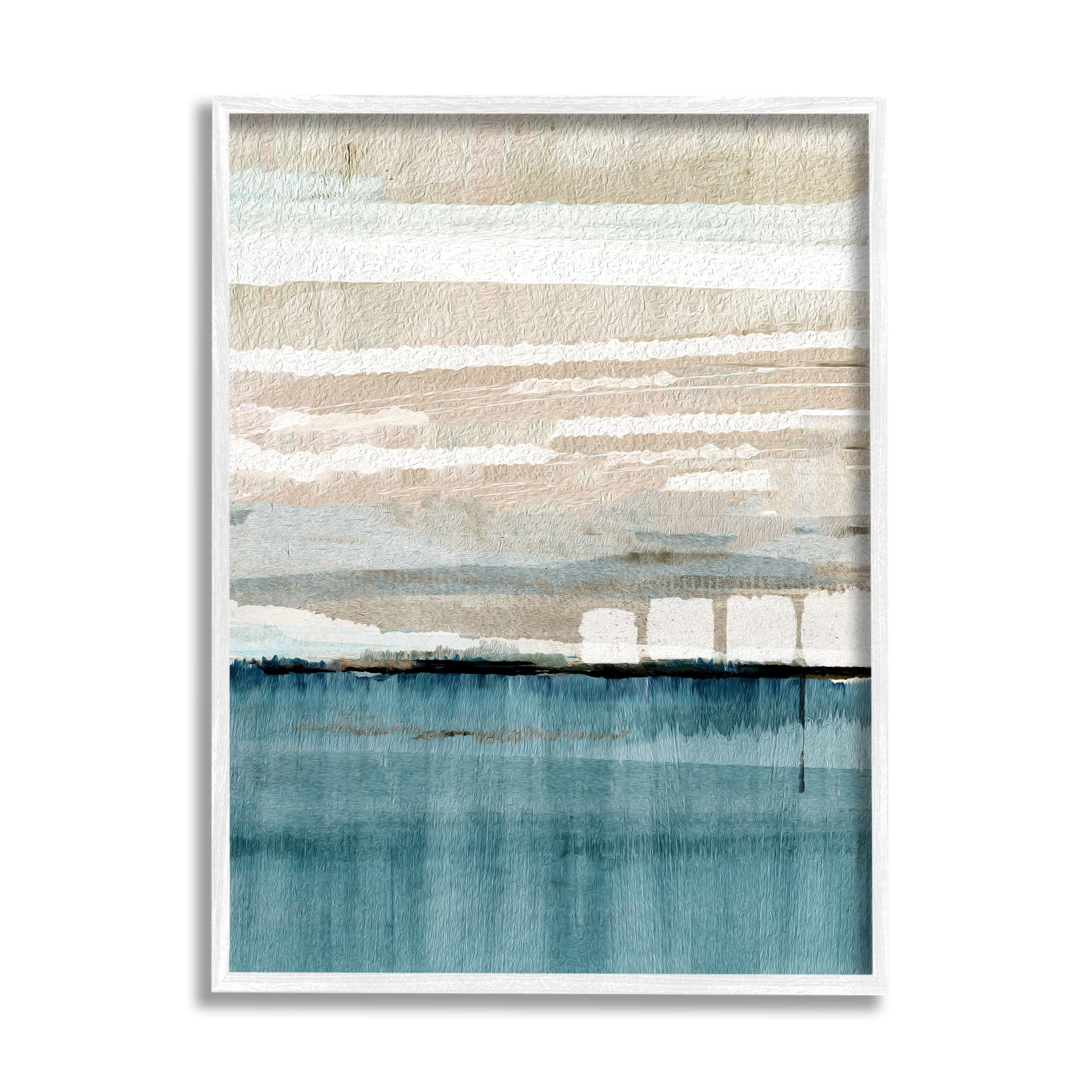 Stupell Industries Abstract Ocean Landscape Abstract Painting White Framed Art Print Wall Art, 11 x 14