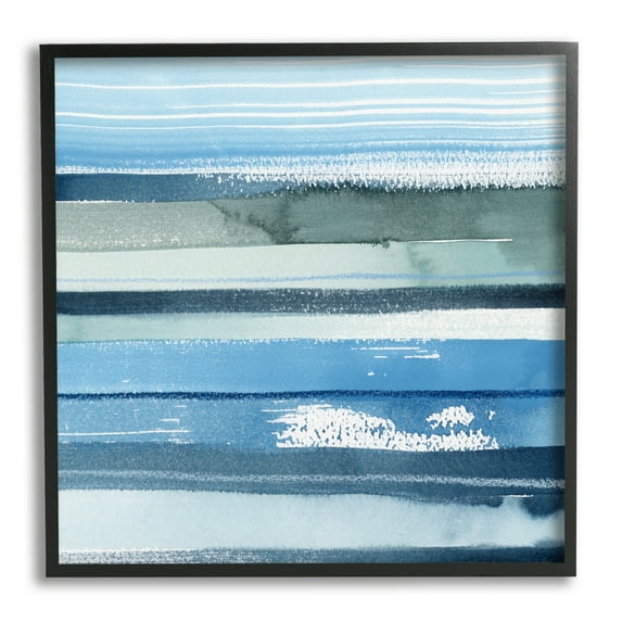 Stupell Industries Abstract Ocean Landscape Saturated Blue Striped Lines Painting Black Framed Art Print Wall Art, Design by Grace Popp