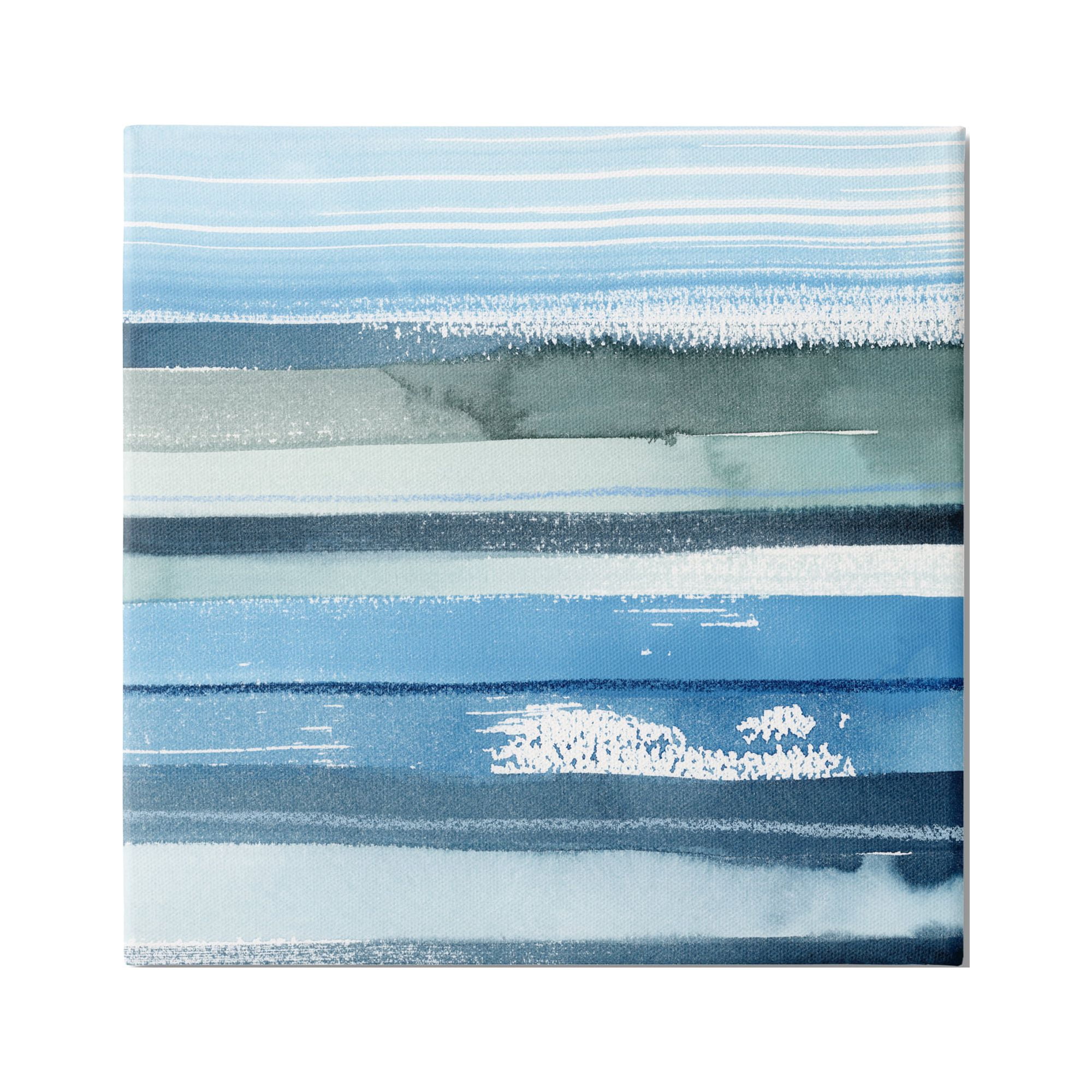 Stupell Industries Abstract Ocean Landscape Saturated Blue Striped Lines Painting Gallery Wrapped Canvas Print Wall Art, Design by Grace Popp