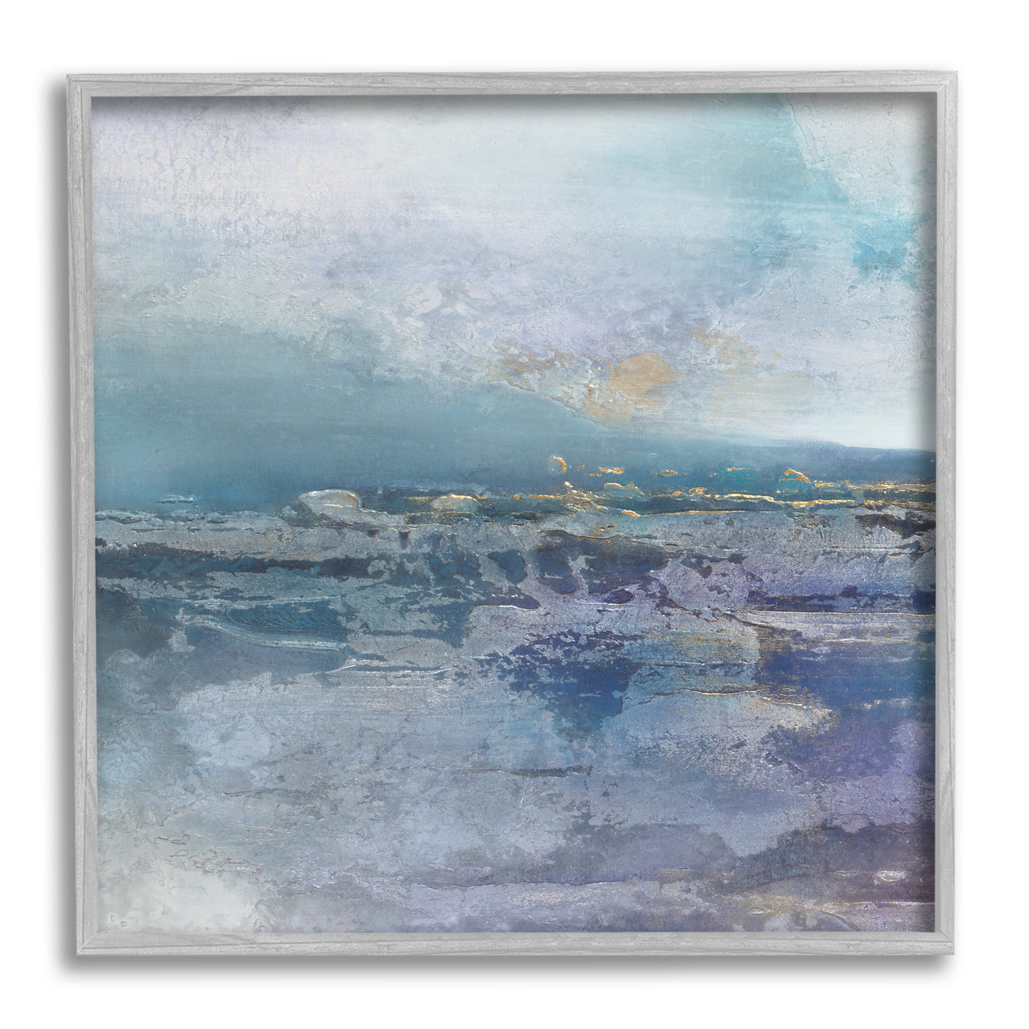 Stupell Industries Abstract Ocean Landscape Splash Coastal Painting Gray Framed Art Print Wall Art