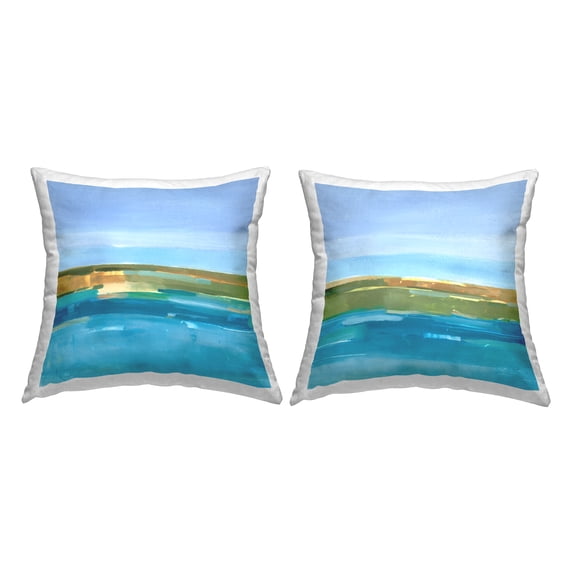 Stupell Industries Abstract Ocean Landscape Square Decorative Printed Throw Pillow, 18 x 18, Set of 2