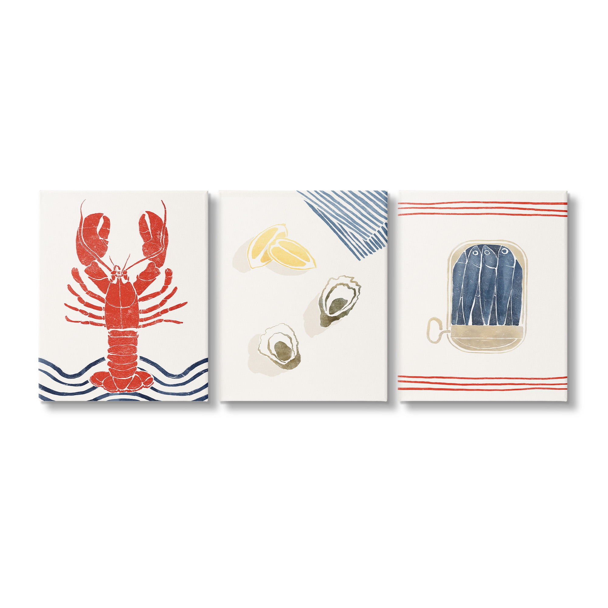 Stupell Industries Abstract Ocean Life Animals & Insects Painting Gallery Wrapped Canvas Art Print Wall Art, 11 x 14, Set of 3
