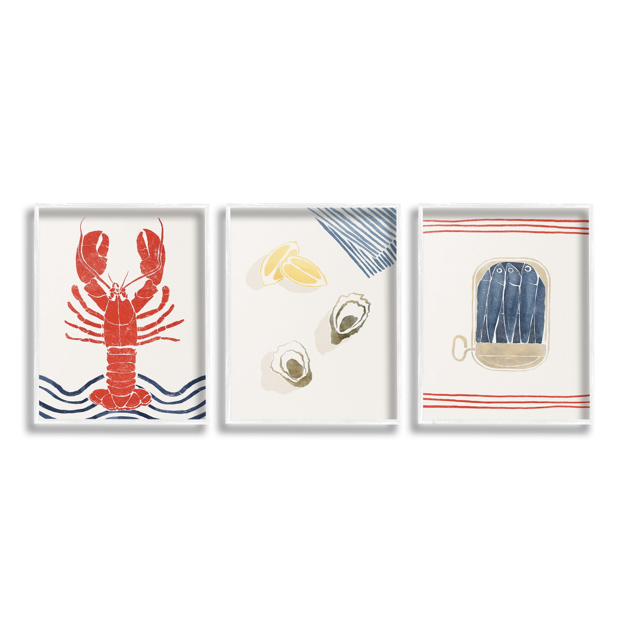 Stupell Industries Abstract Ocean Life Animals & Insects Painting White Framed Art Print Wall Art, 24 x 30, Set of 3