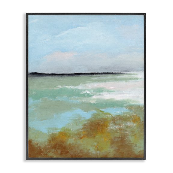 Stupell Industries Modern Abstract Ocean Moss Scenery Black Framed Giclee Art, 11 x 14, by Nikita Jariwala