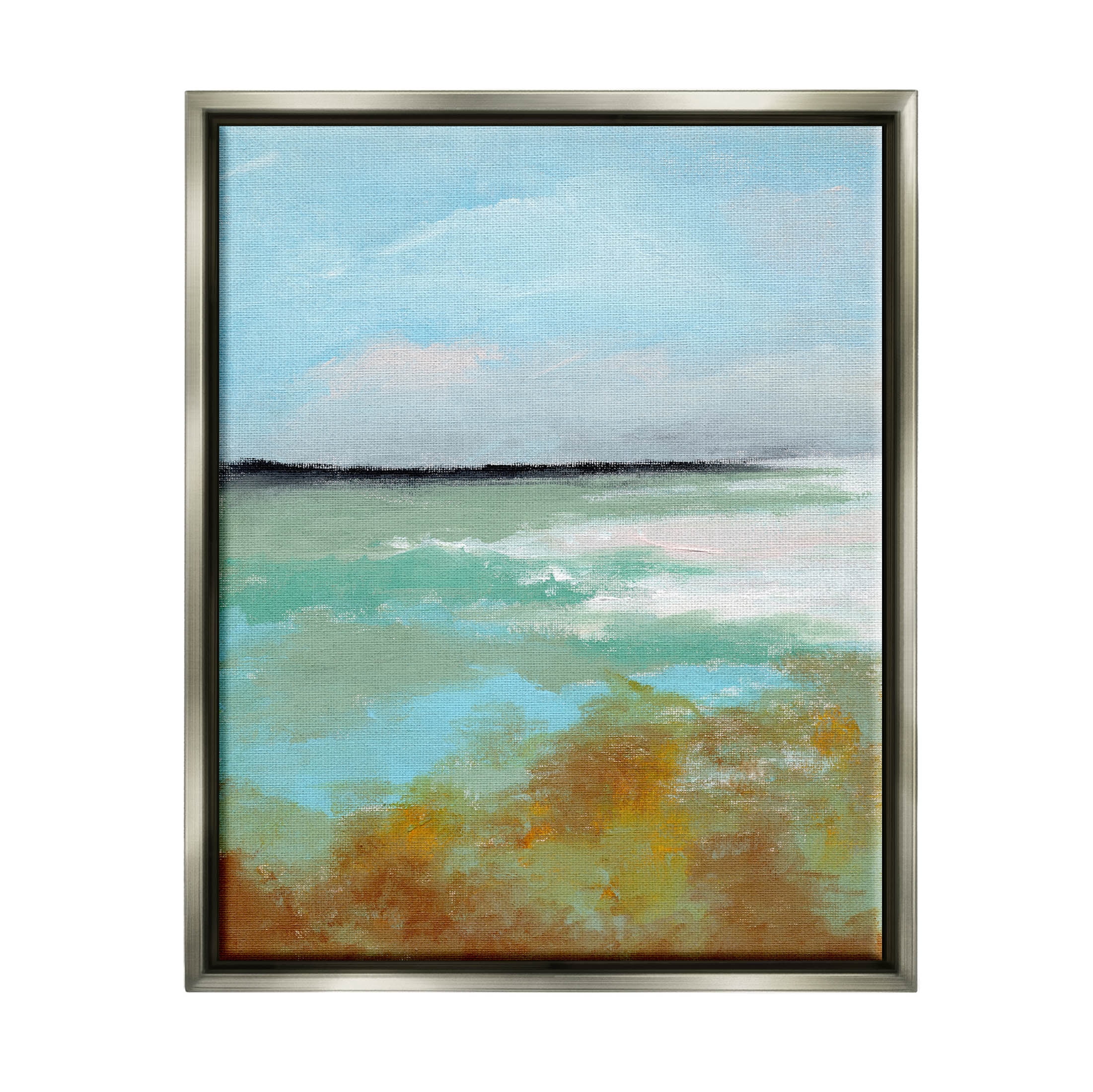 Stupell Industries Abstract Ocean Moss Scenery Painting Luster Gray Floating Framed Canvas Print Wall Art, Design by Nikita Jariwala