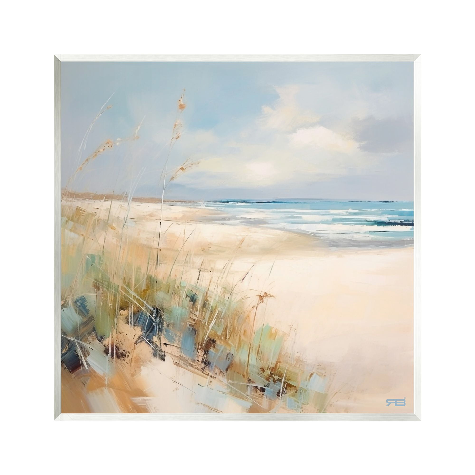 Stupell Industries Abstract Ocean Reeds Landscape Painting Unframed Art Print Wall Art, 12 x 12