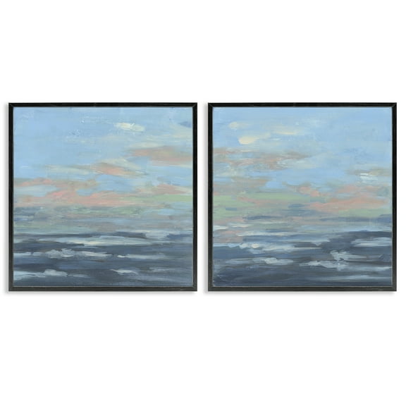 Stupell Industries Abstract Ocean Romance 2 Piece Black Framed Giclee Art Set design by June Erica Vess, 12 x 12