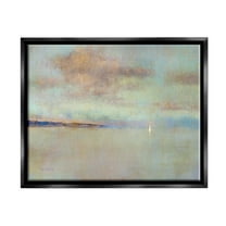 Stupell Industries Abstract Ocean Scene Lone Sailboat Painting Jet Black Floating Framed Canvas Print Wall Art, Design by Katie Swatland