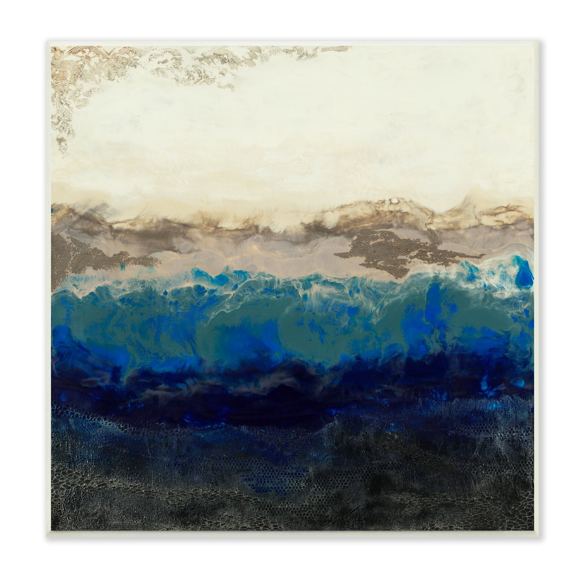 Stupell Industries Abstract Ocean Shore Arrangement Neutral Blue Tones, 12 x 12,Design by Laura Van Horne