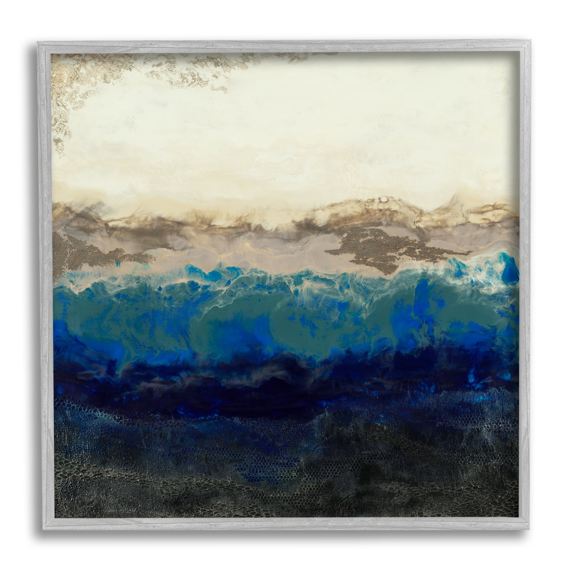 Stupell Industries Abstract Ocean Shore Arrangement Neutral Blue Tones, 24 x 24,Design by Laura Van Horne
