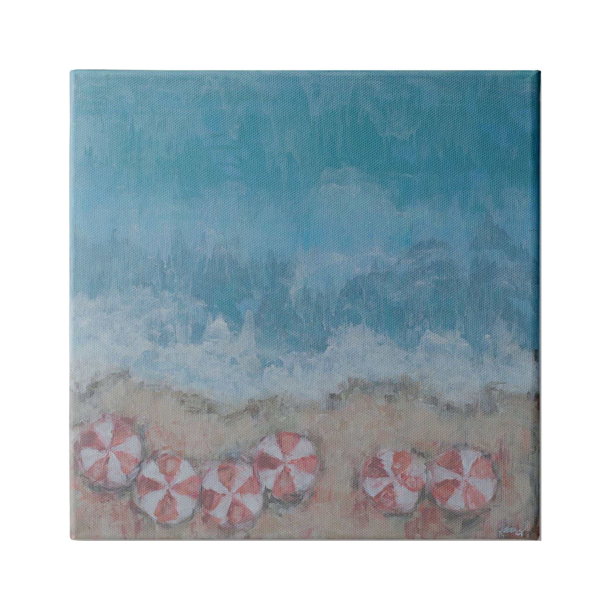 Stupell Industries Abstract Ocean Shore Painting Beach Umbrella Coast, 17 x 17,Design by Reesa Qualia