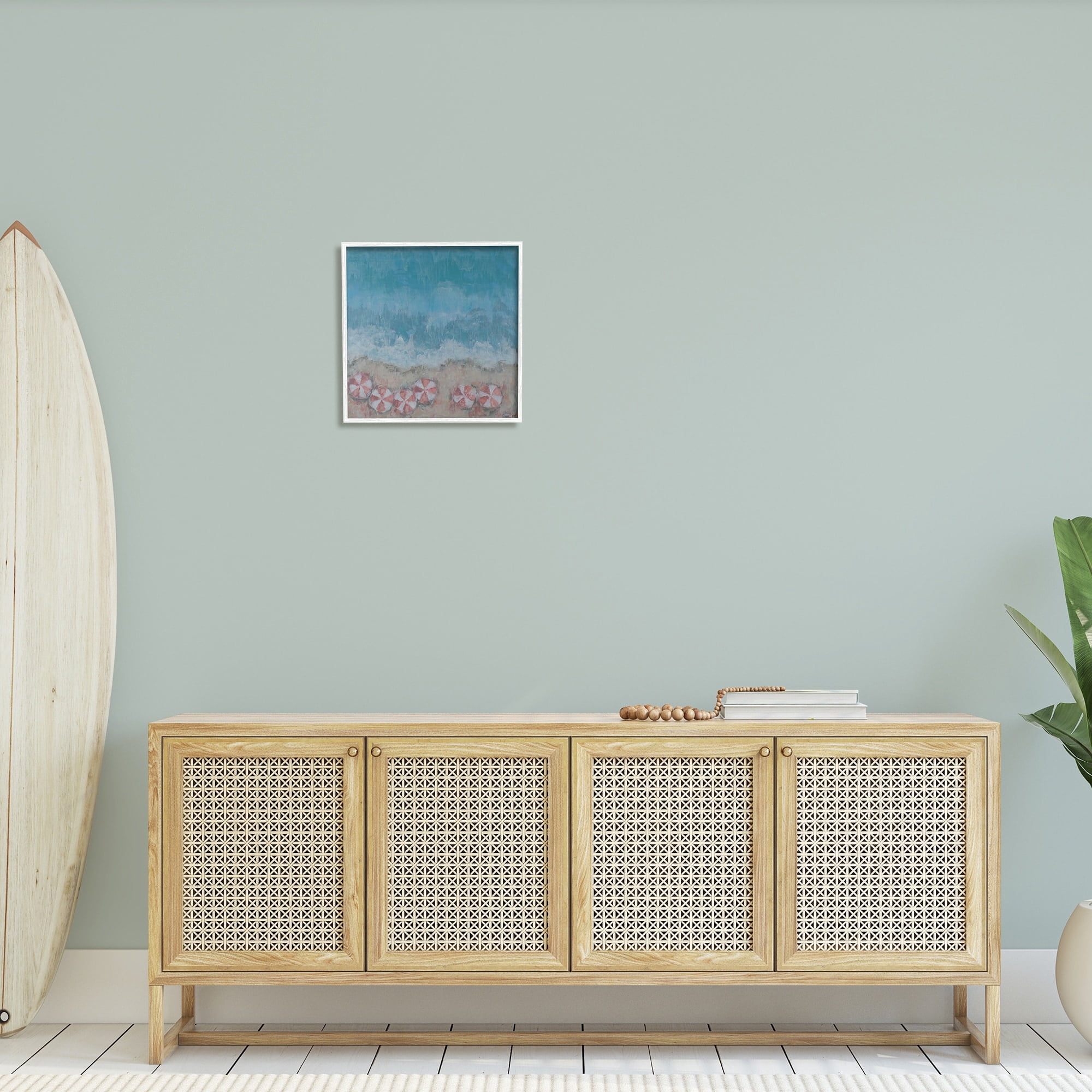 Stupell Industries Abstract Ocean Shore Painting Beach Umbrella Coast, 17 x 17,Design by Reesa Qualia
