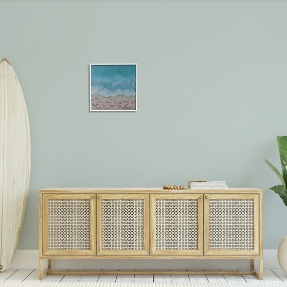 Stupell Industries Abstract Ocean Shore Painting Beach Umbrella Coast, 17 x 17,Design by Reesa Qualia