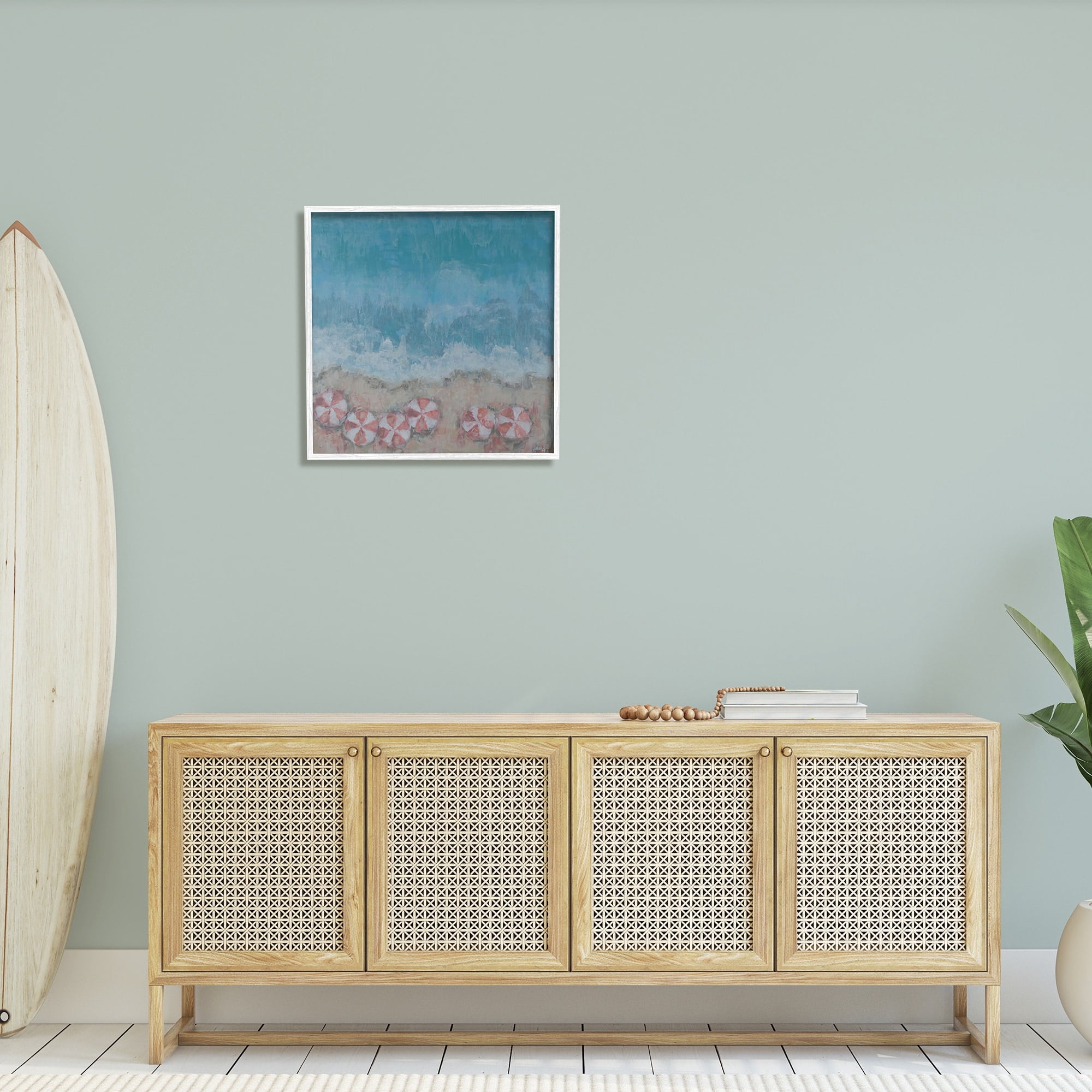 Stupell Industries Abstract Ocean Shore Painting Beach Umbrella Coast, 24 x 24,Design by Reesa Qualia