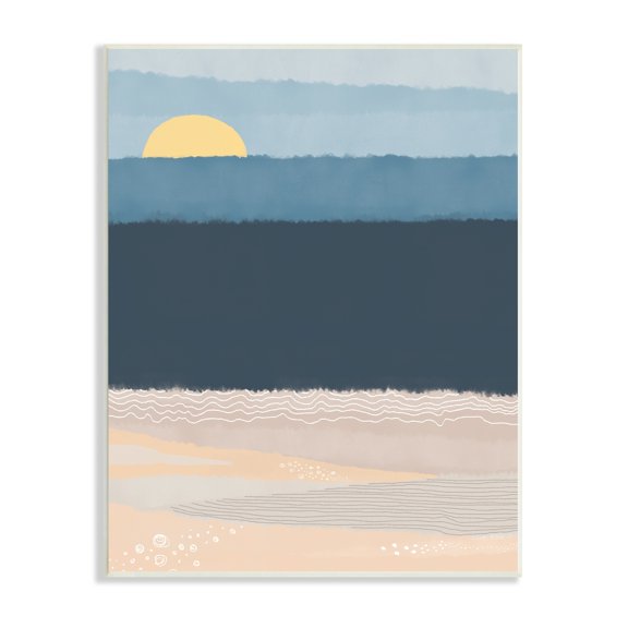Stupell Industries Abstract Ocean Shore Shining Sun Over Coast Graphic Art Unframed Art Print Wall Art, Design by Darlene Seale