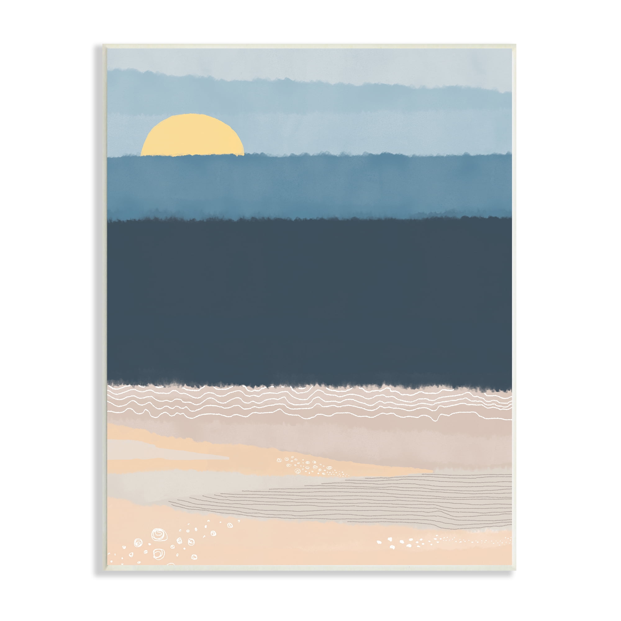 Stupell Industries Abstract Ocean Shore Shining Sun Over Coast Graphic Art Unframed Art Print Wall Art, Design by Darlene Seale
