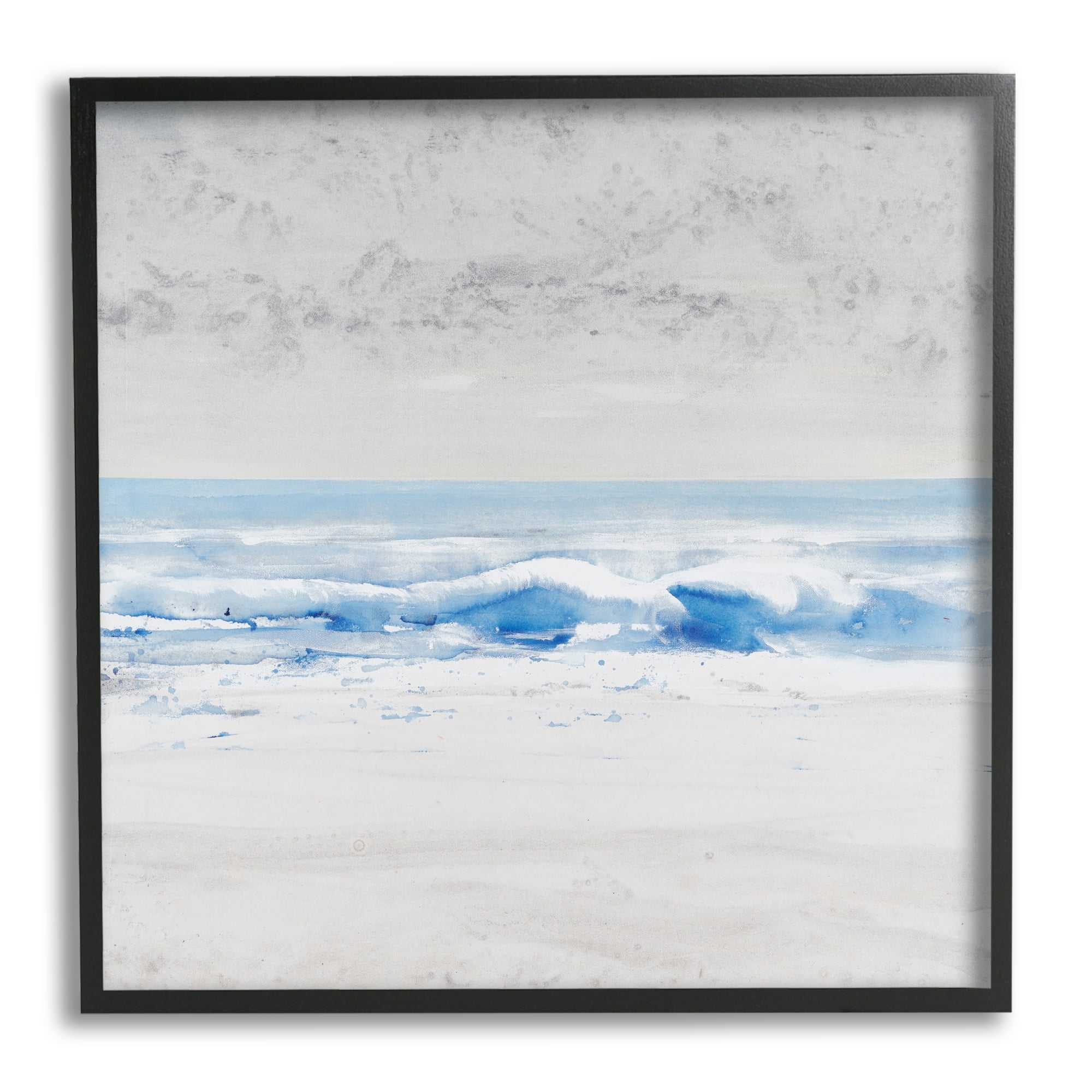 Stupell Industries Abstract Ocean Shoreline Waves Nautical Beach Design Painting Black Framed Art Print Wall Art, Design by Tim OToole