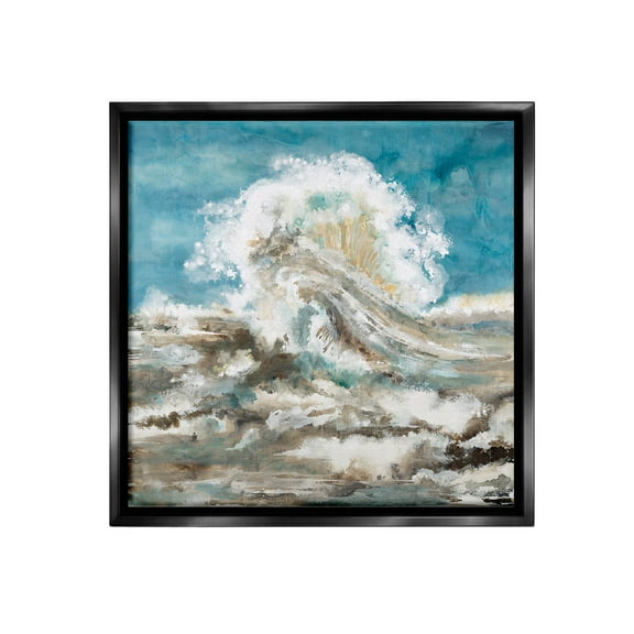 Stupell Industries Abstract Ocean Splash Abstract Painting Black Floater Framed Canvas Art Print Wall Art, 18 x 18