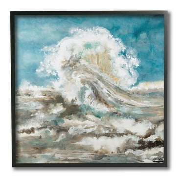 Stupell Industries Abstract Ocean Splash Abstract Painting Black Framed Art Print Wall Art, 12 x 12
