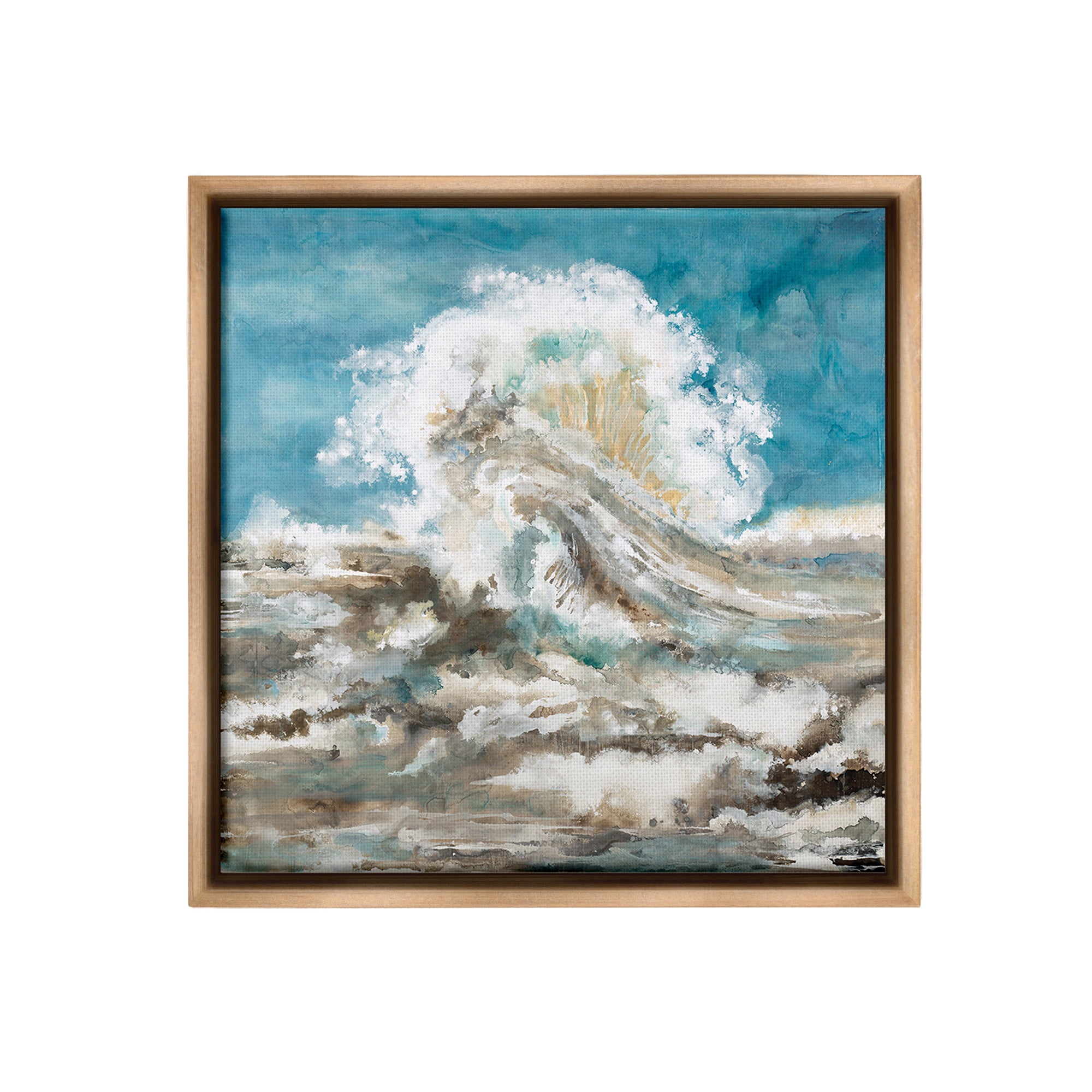 Stupell Industries Abstract Ocean Splash Abstract Painting Brown Floater Framed Canvas Art Print Wall Art, 18 x 18