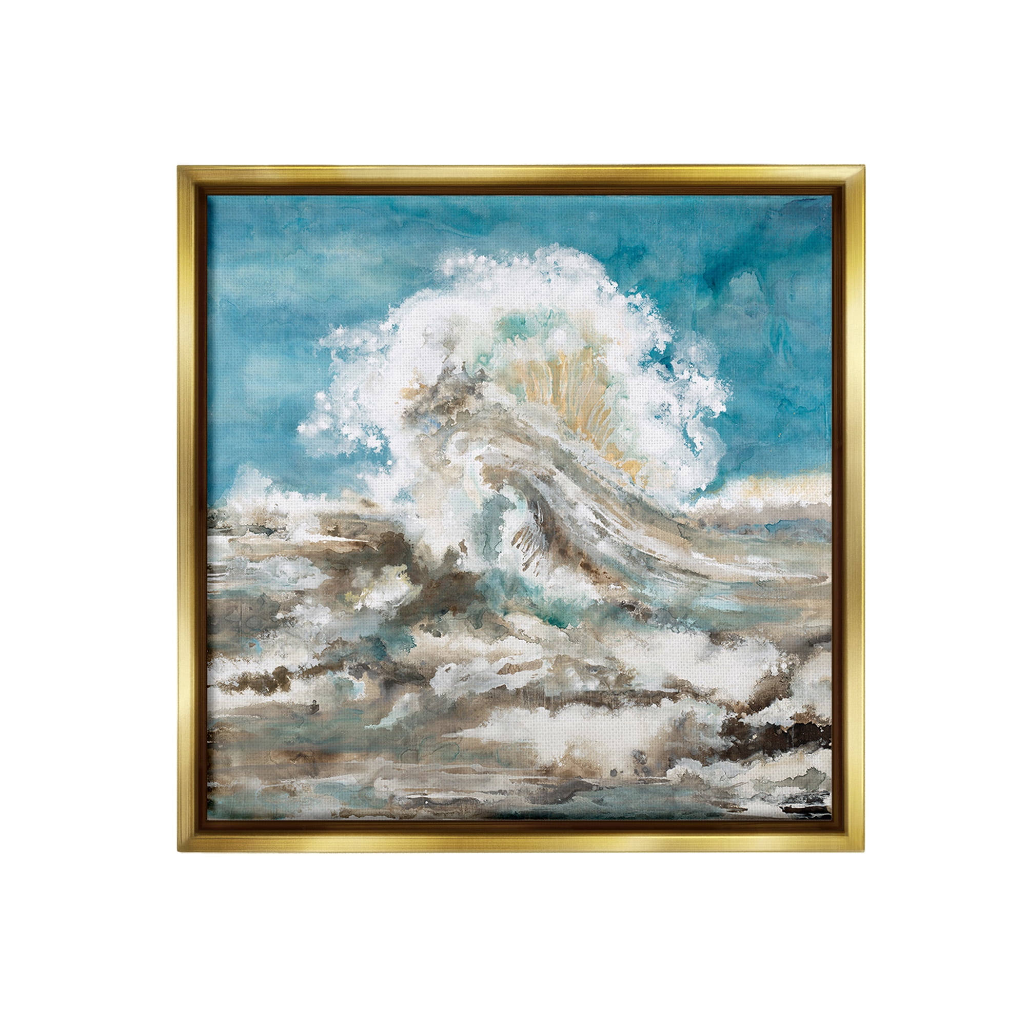 Stupell Industries Abstract Ocean Splash Abstract Painting Gold Floater Framed Canvas Art Print Wall Art, 25 x 25