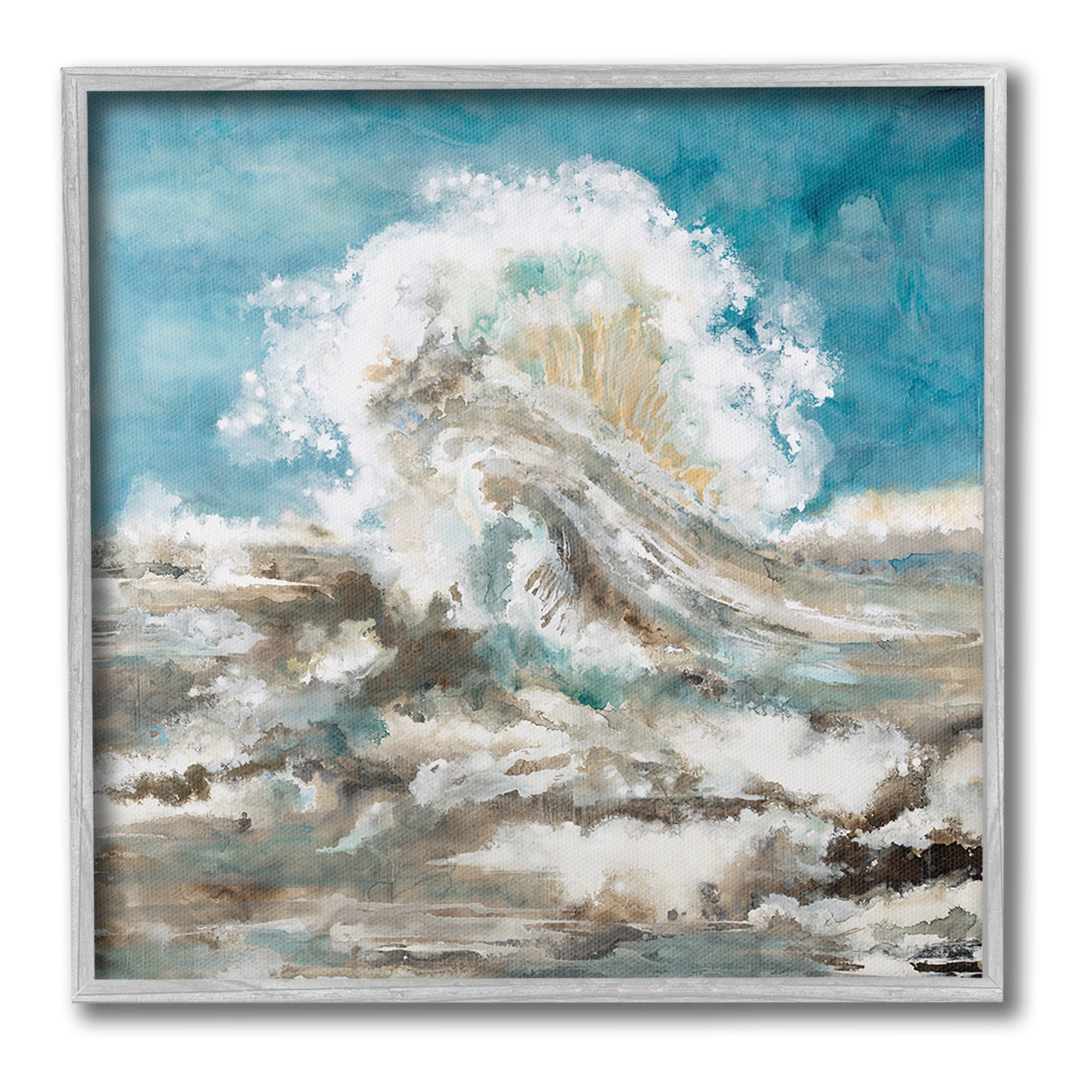 Stupell Industries Abstract Ocean Splash Abstract Painting Gray Framed Art Print Wall Art, 17 x 17