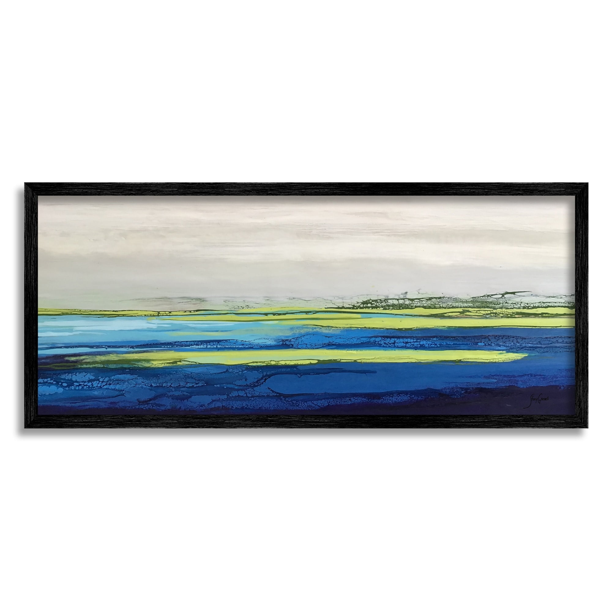 Stupell Industries Abstract Ocean Surface Scene Bold Layered Hues Painting Black Framed Art Print Wall Art, Design by Stacy Gresell
