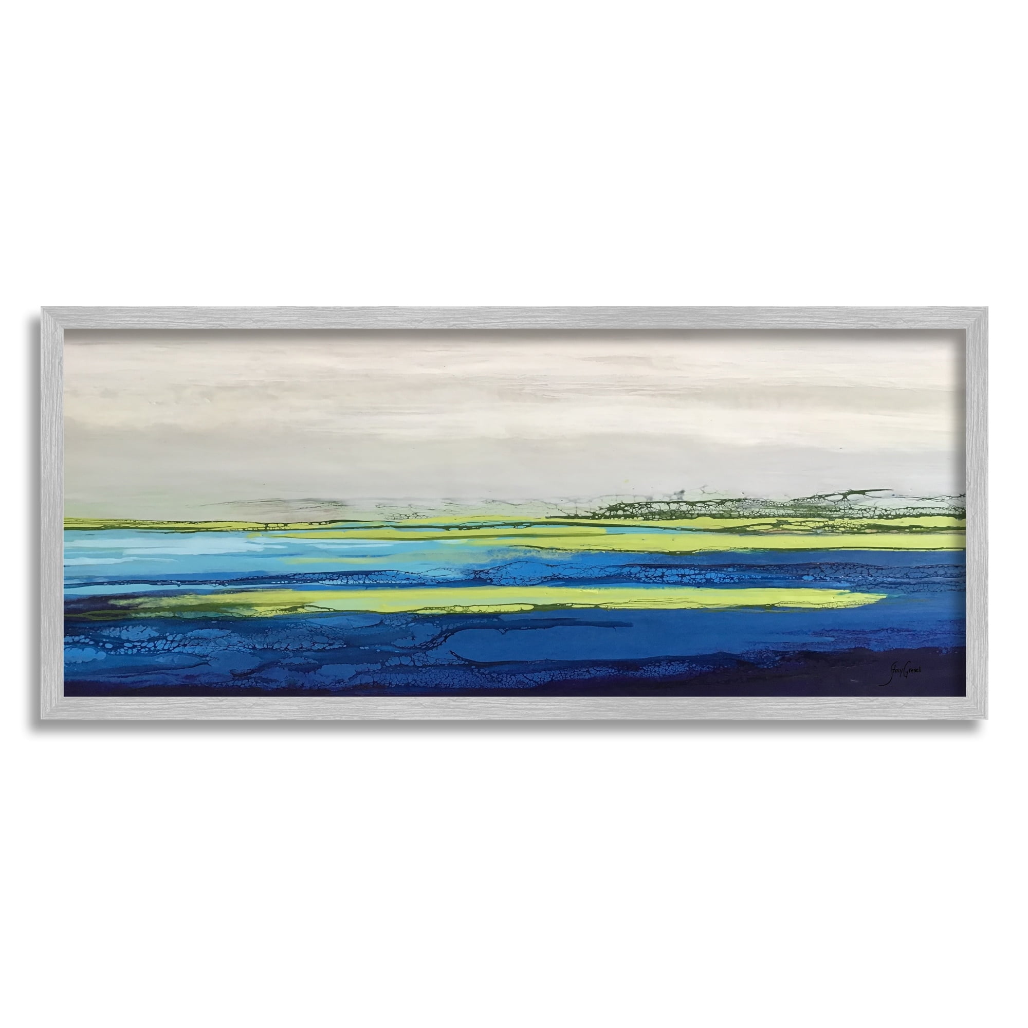 Stupell Industries Abstract Ocean Surface Scene Bold Layered Hues Painting Gray Framed Art Print Wall Art, Design by Stacy Gresell