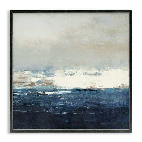 Stupell Industries Abstract Ocean Tide Abstract Painting Black Framed Art Print Wall Art, 12 x 12